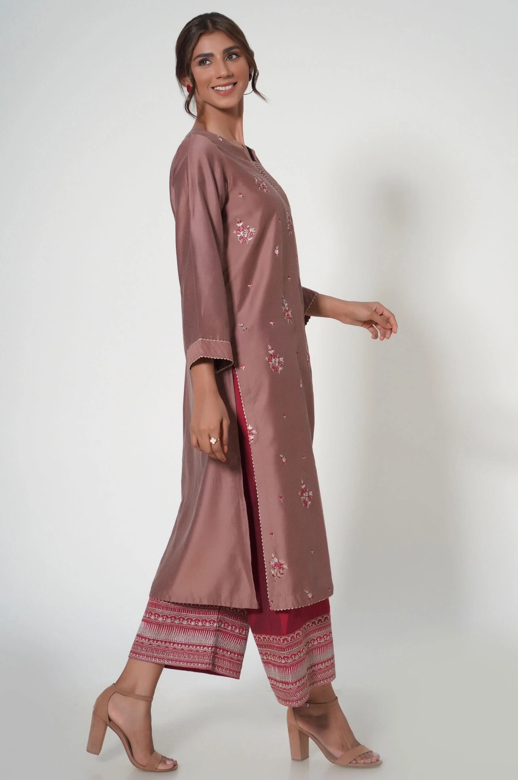 Stitched 2 Piece Cotton Silk Embroidered Outfit - Image 5