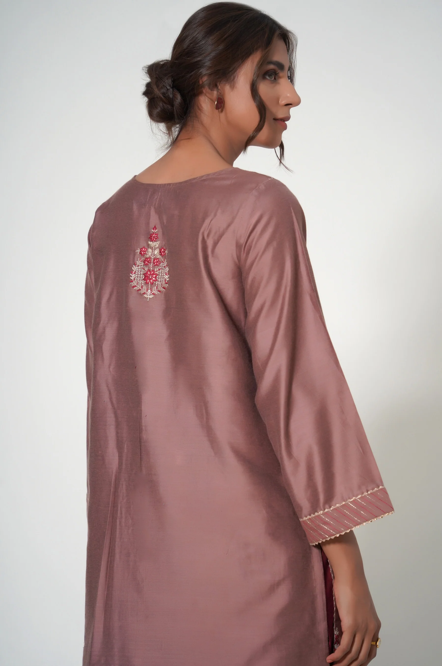 Stitched 2 Piece Cotton Silk Embroidered Outfit - Image 6
