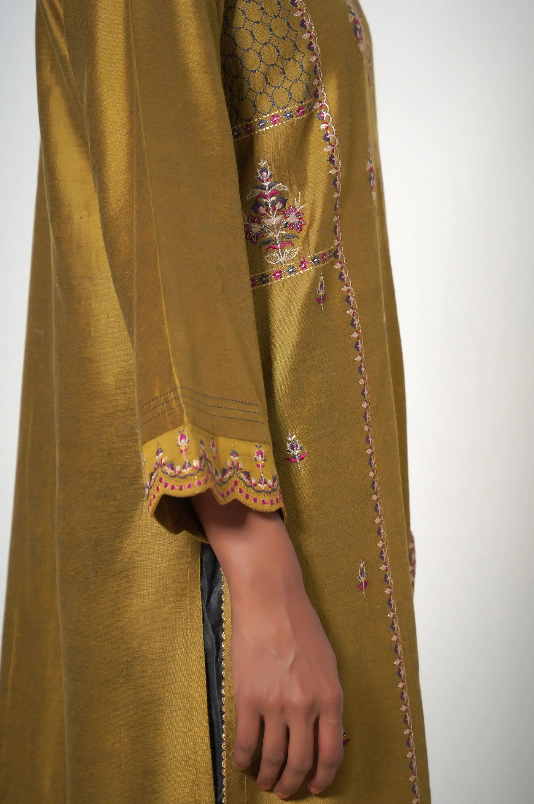 Stitched 2 Piece Cotton Silk Embroidered Outfit - Image 3
