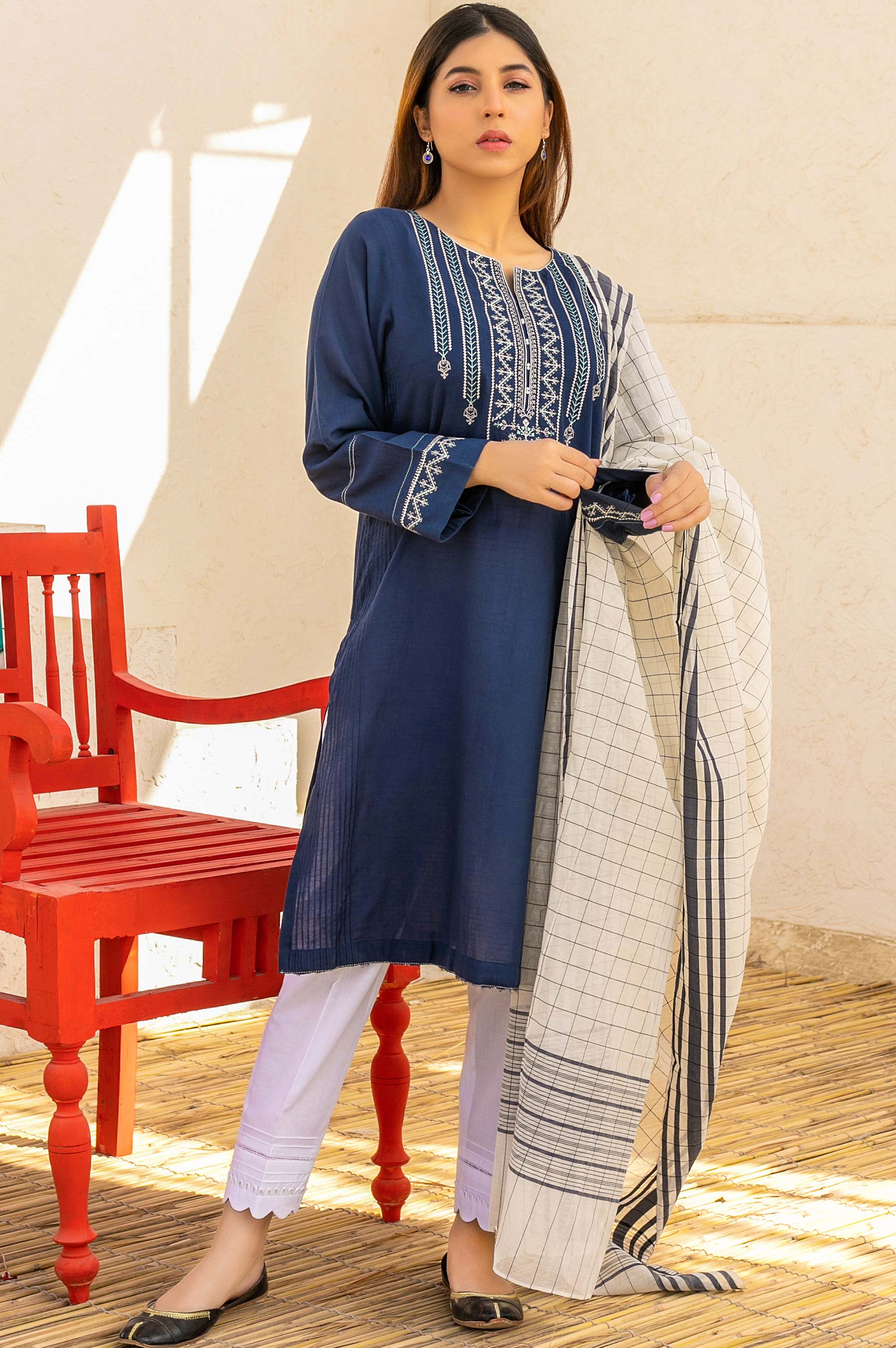 Stitched 2 Piece Cotton Slub & Yarn Dyed Suit - Image 2