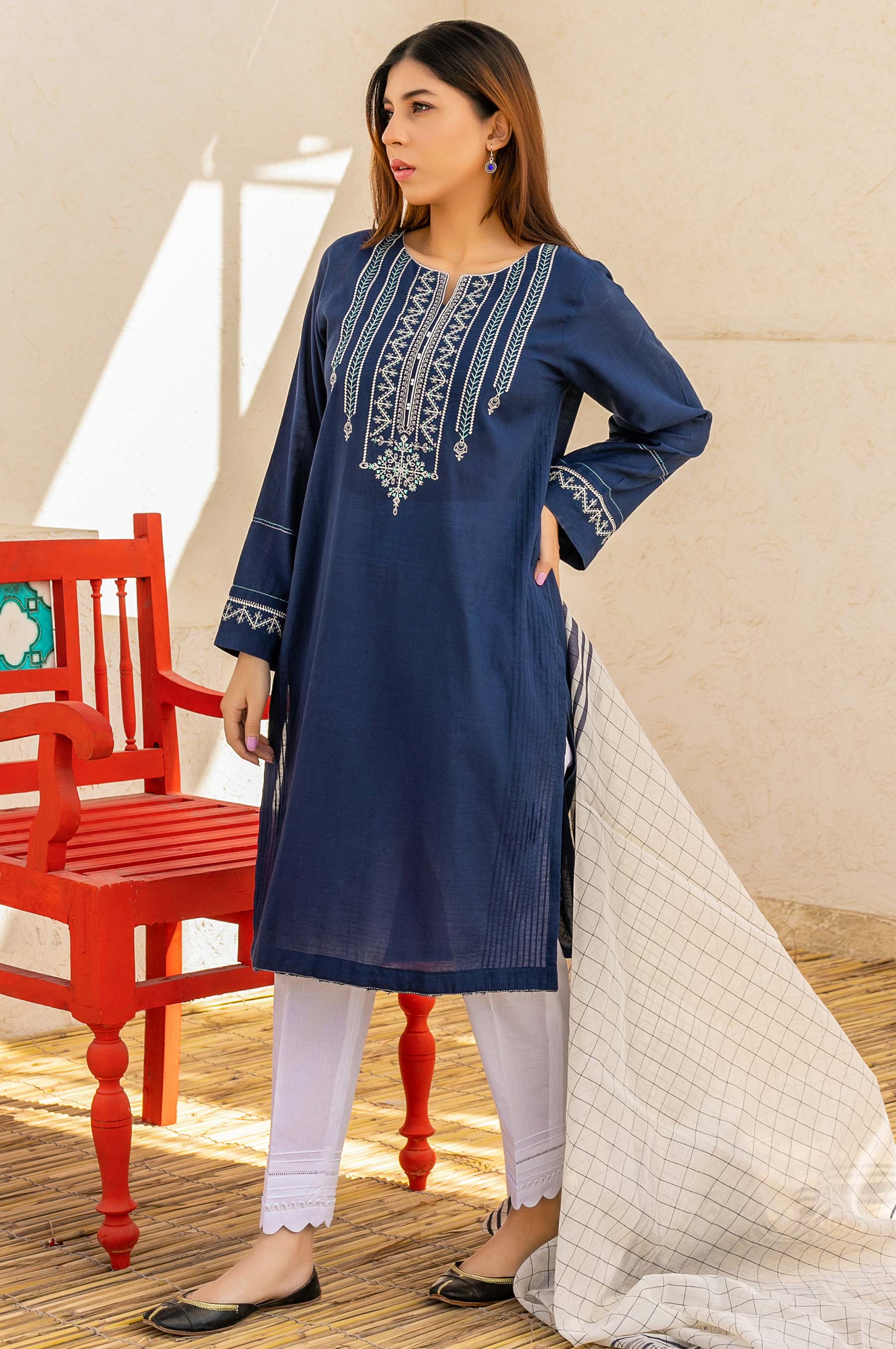 Stitched 2 Piece Cotton Slub & Yarn Dyed Suit - Image 4