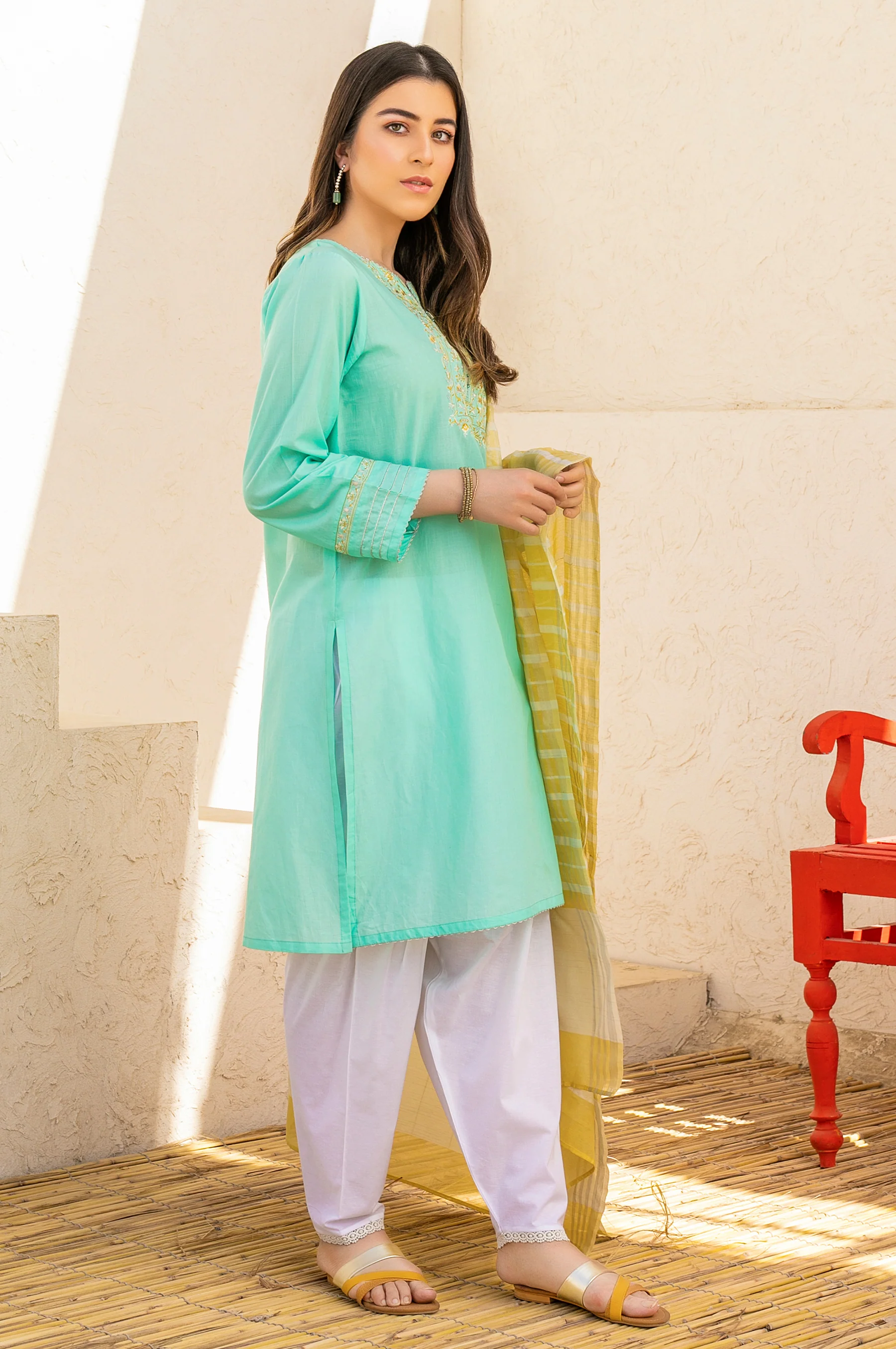 Stitched 2 Piece Cotton Slub & Yarn Dyed Suit - Image 3