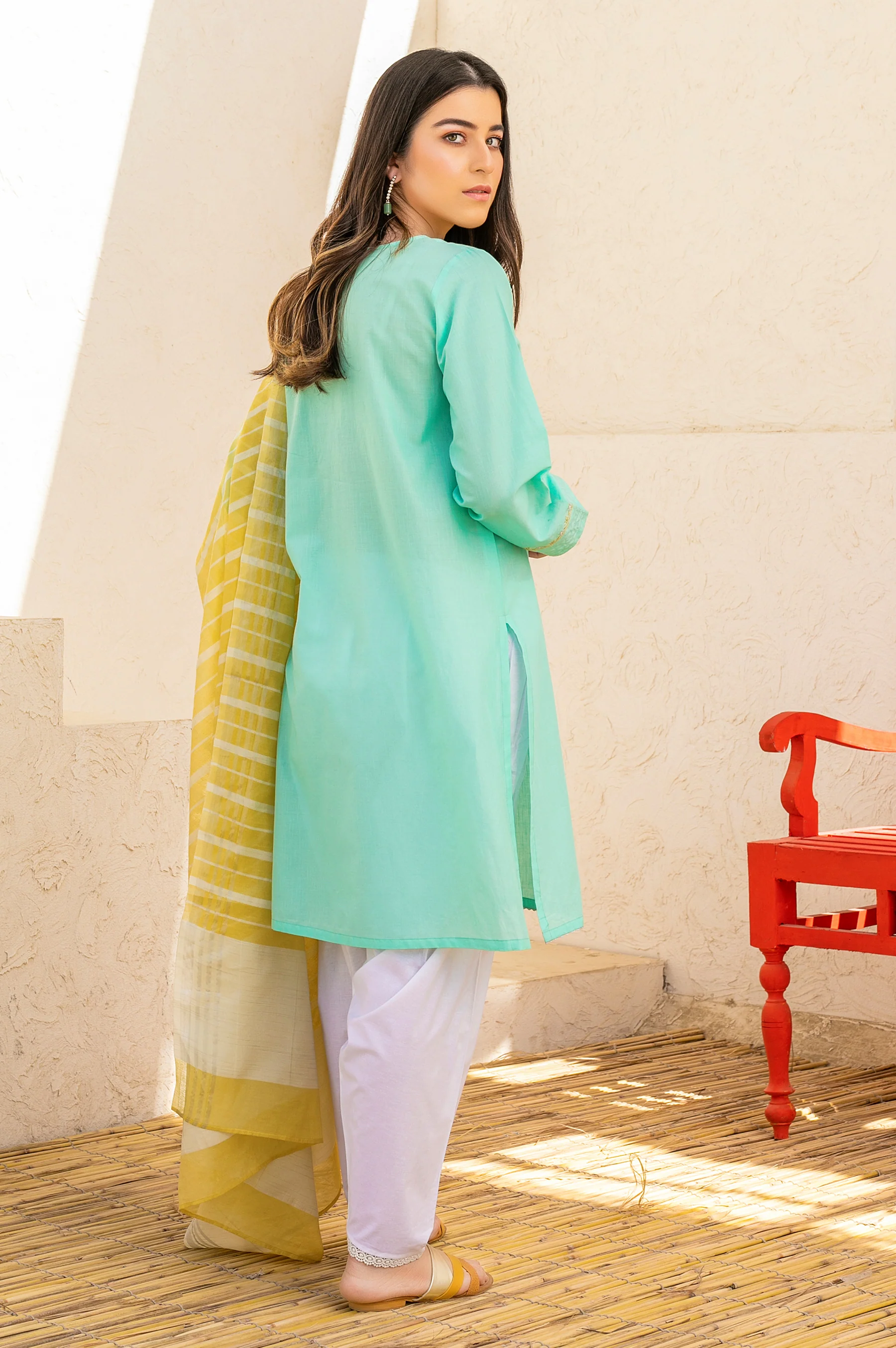 Stitched 2 Piece Cotton Slub & Yarn Dyed Suit - Image 4