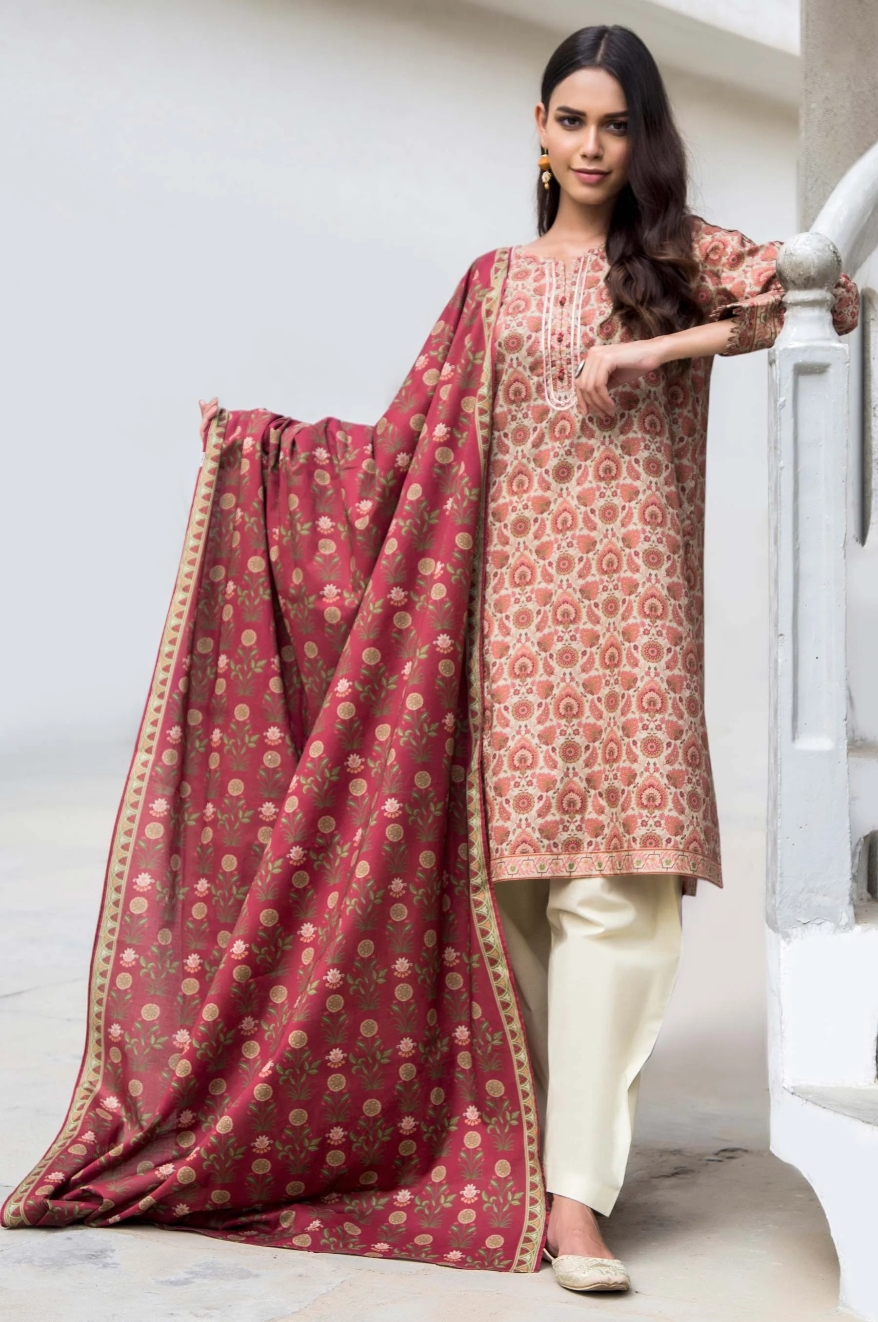 Stitched 2 Piece Digital Printed Cambric Suit