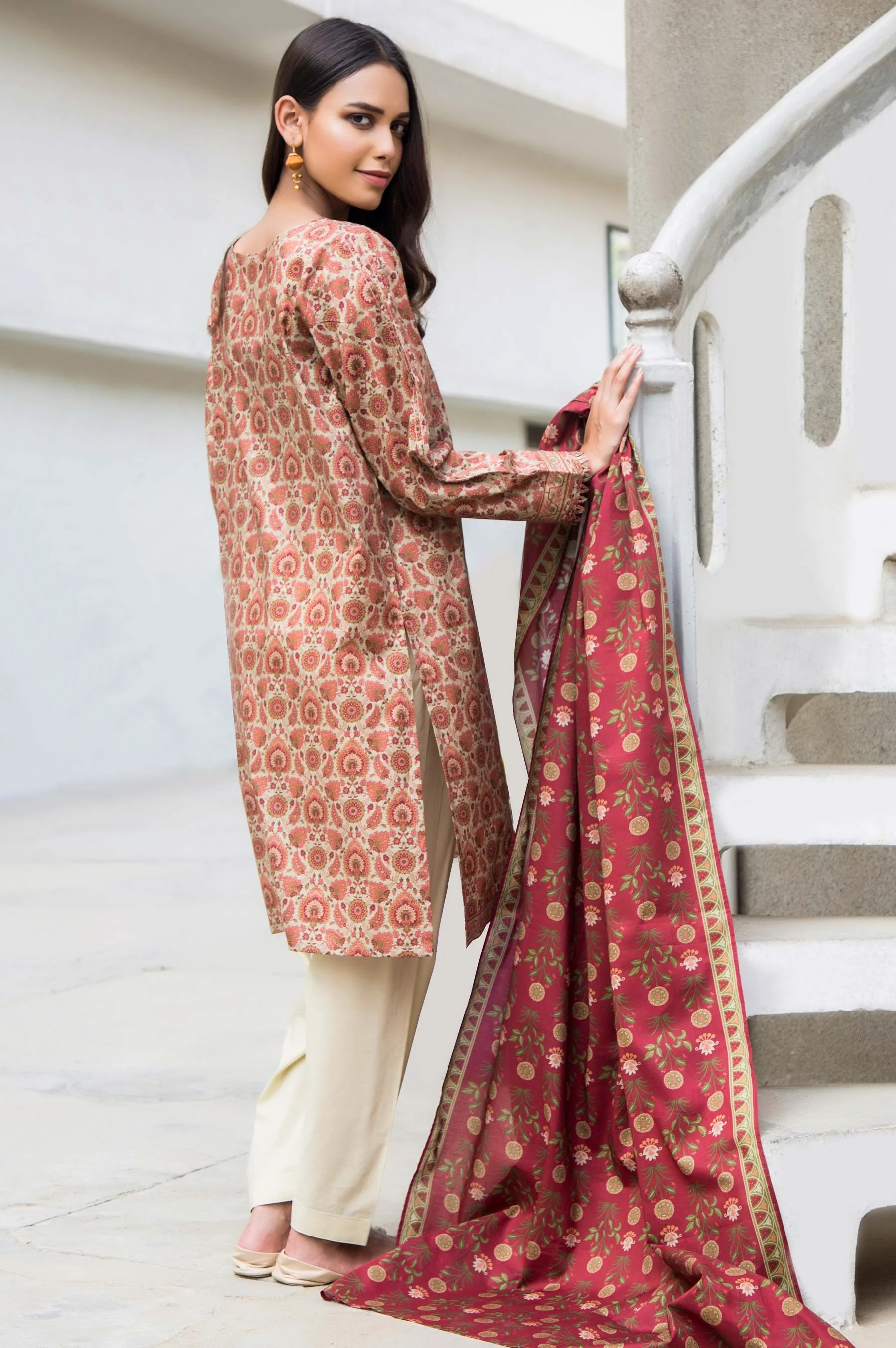 Stitched 2 Piece Digital Printed Cambric Suit - Image 2