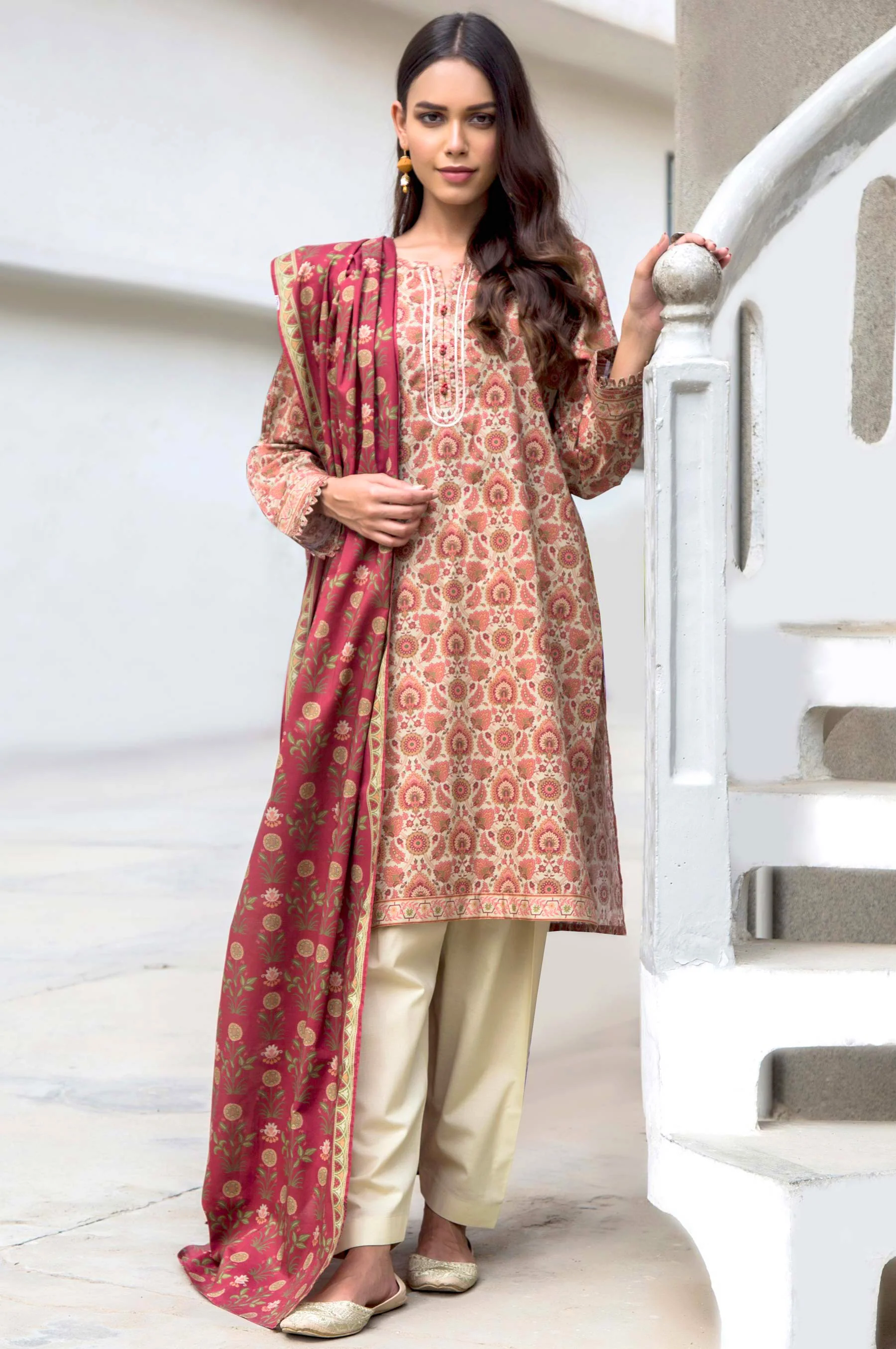 Stitched 2 Piece Digital Printed Cambric Suit - Image 4