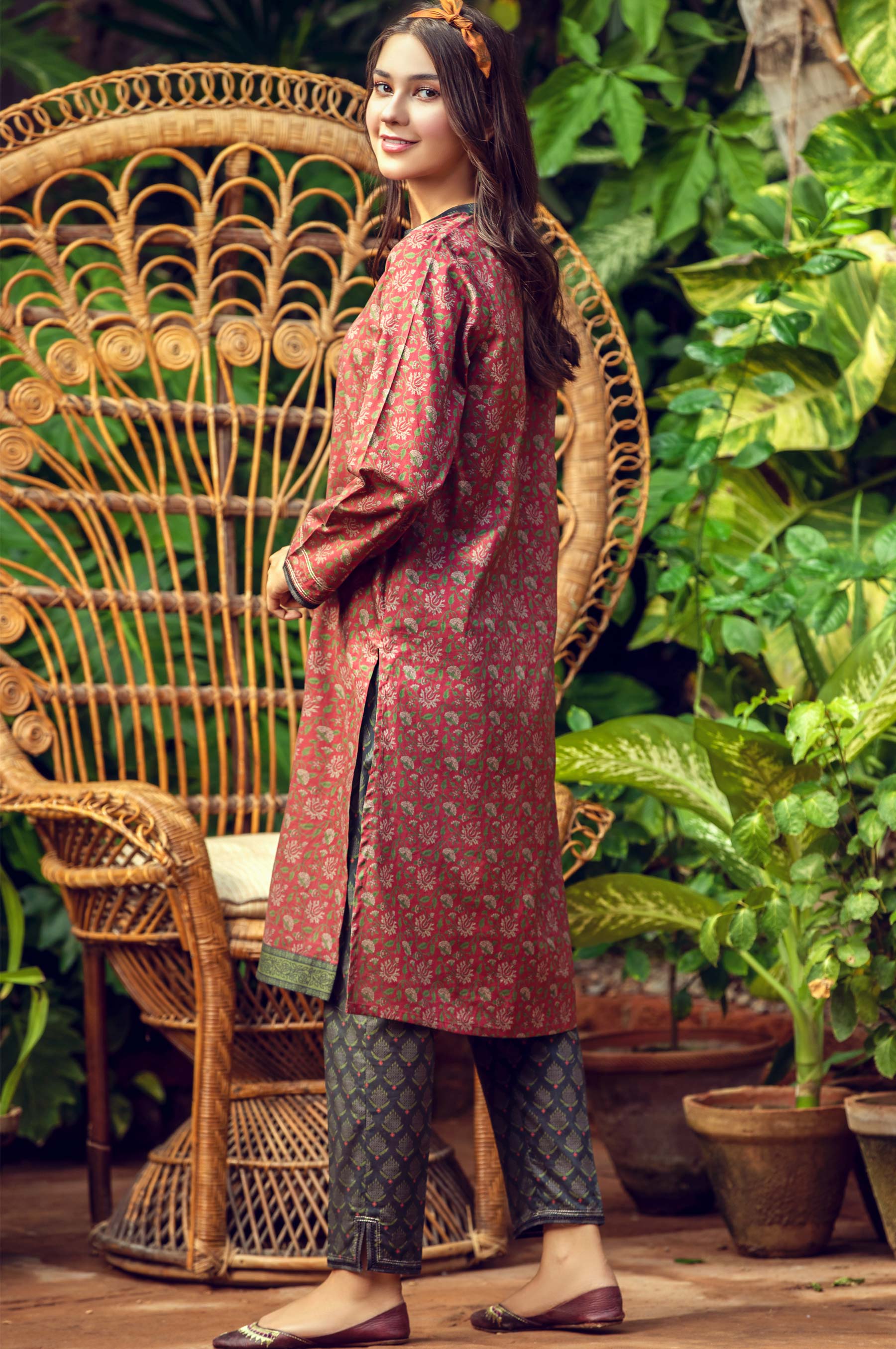 Stitched 2 Piece Digital Printed Cambric Suit - Image 2