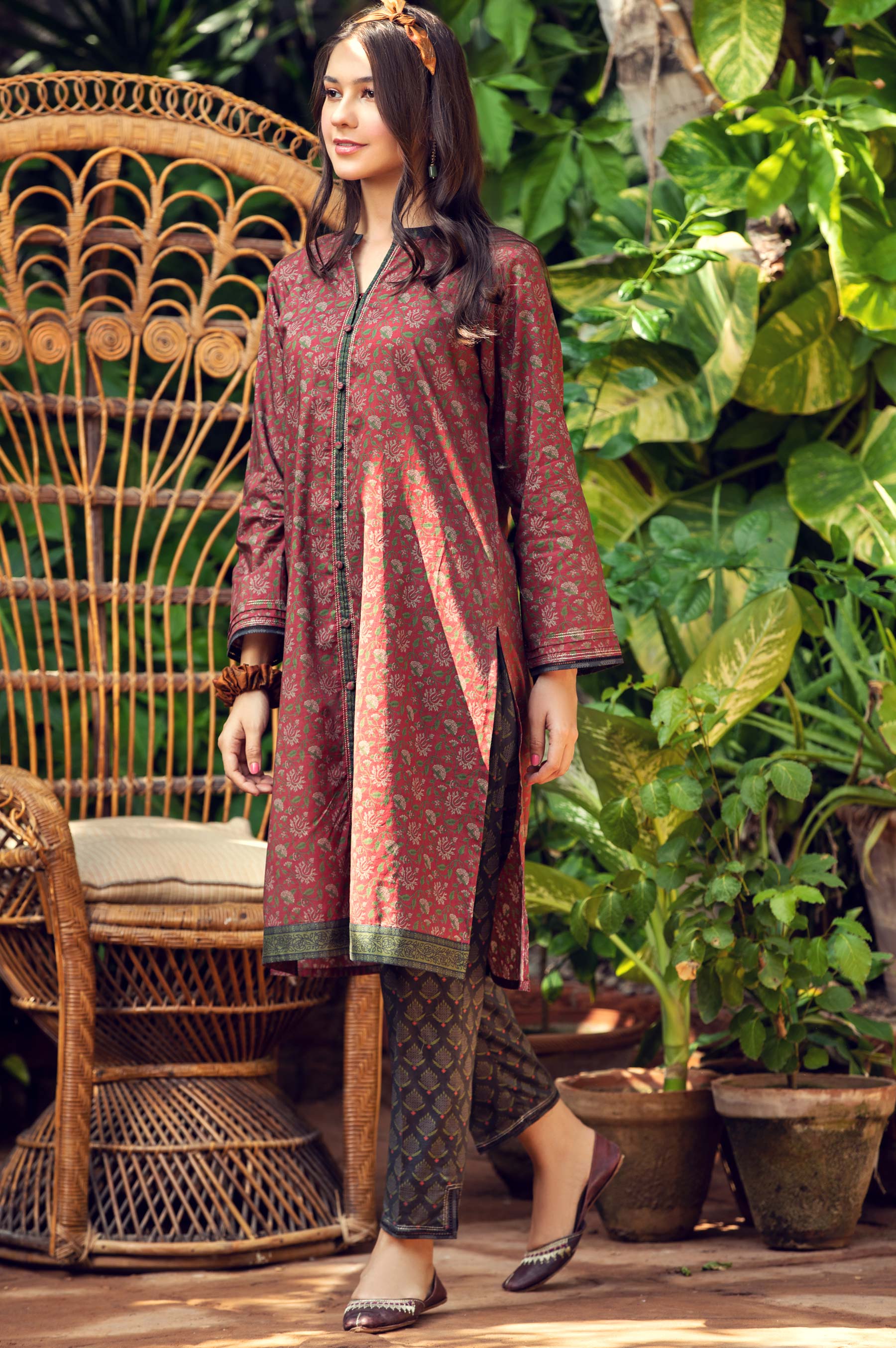 Stitched 2 Piece Digital Printed Cambric Suit - Image 3