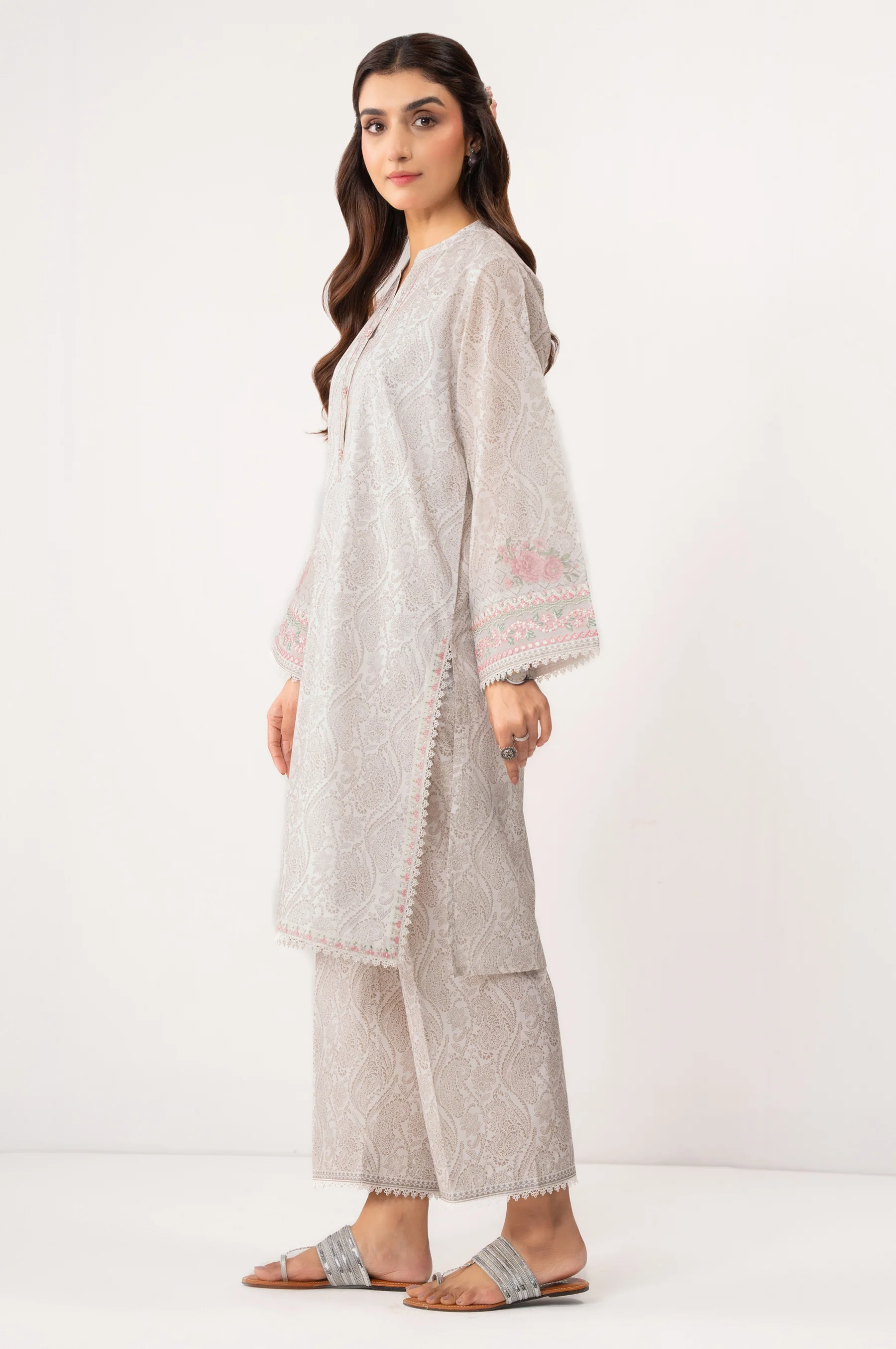 STITCHED EMBROIDERED LAWN SHIRT BOTTOM - Image 4