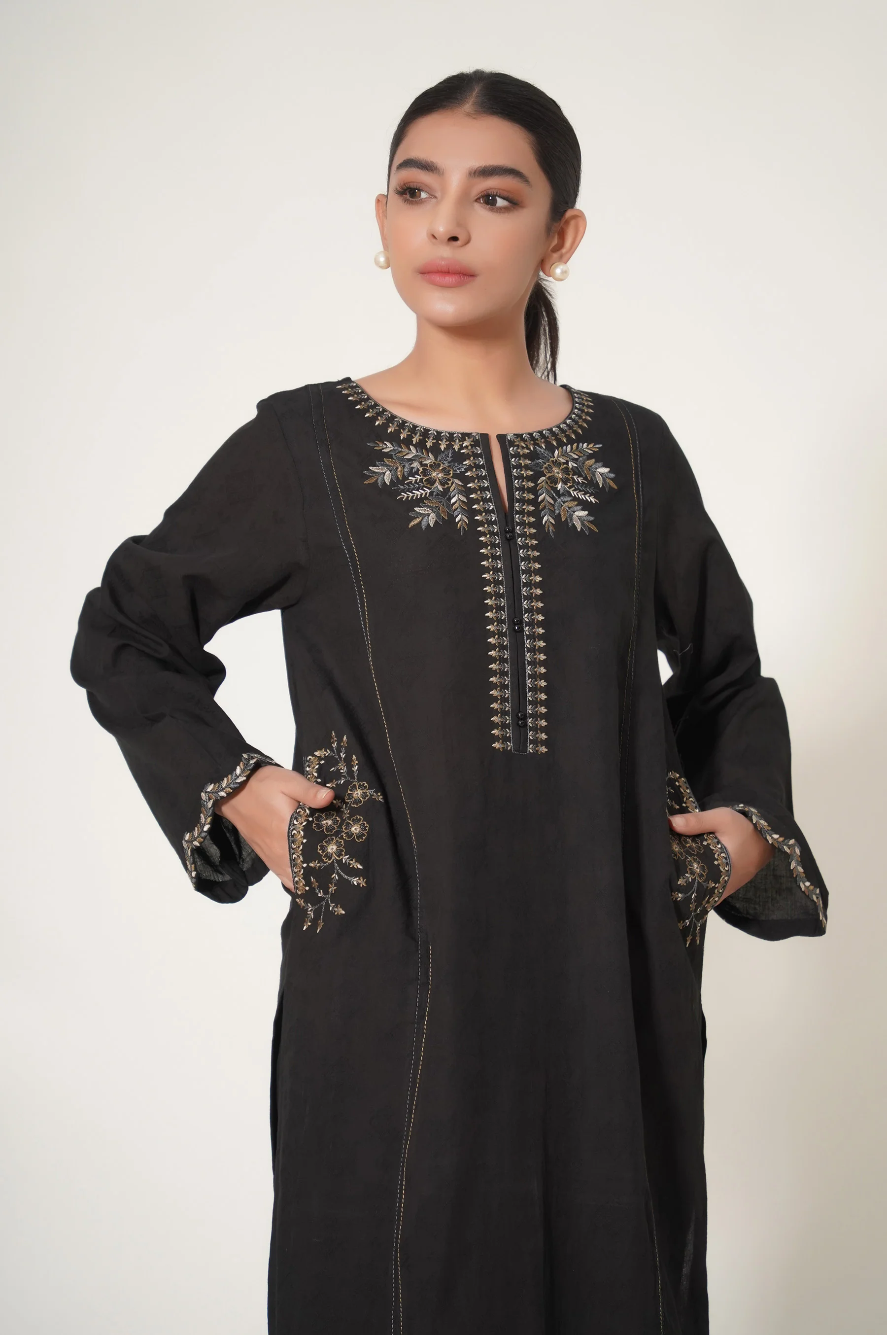 Stitched 2 Piece Dobby Embroidered Suit - Image 3