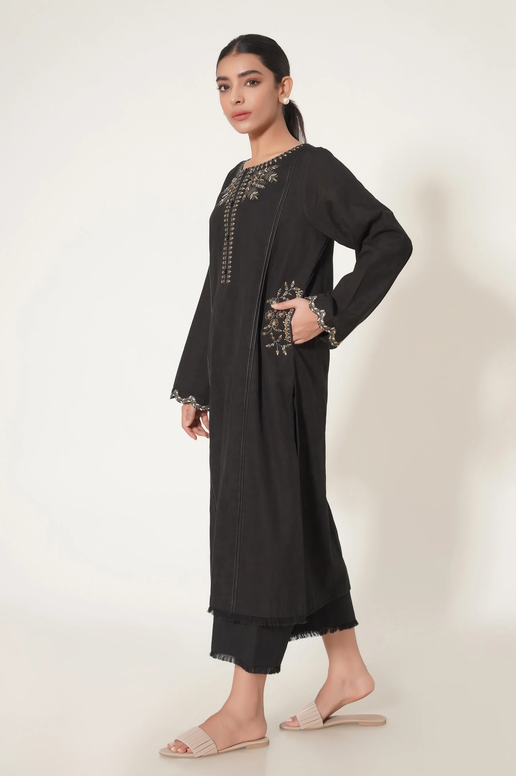 Stitched 2 Piece Dobby Embroidered Suit - Image 4