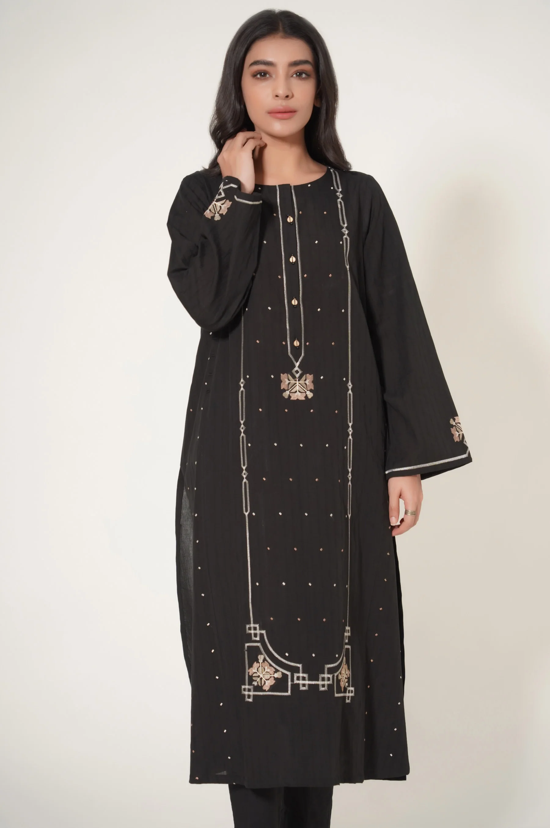 Stitched 2 Piece Dobby Embroidered Suit - Image 2