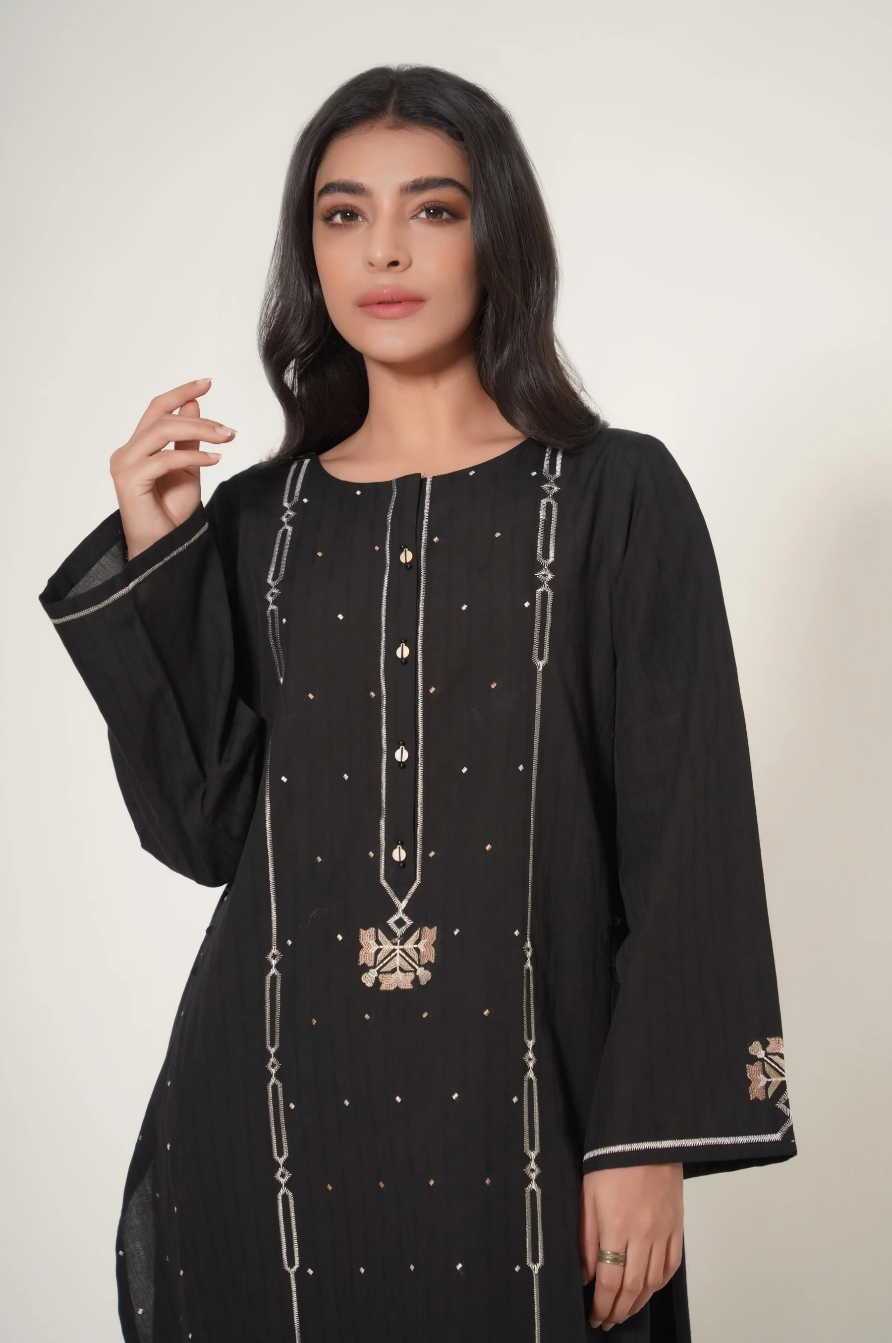 Stitched 2 Piece Dobby Embroidered Suit - Image 4
