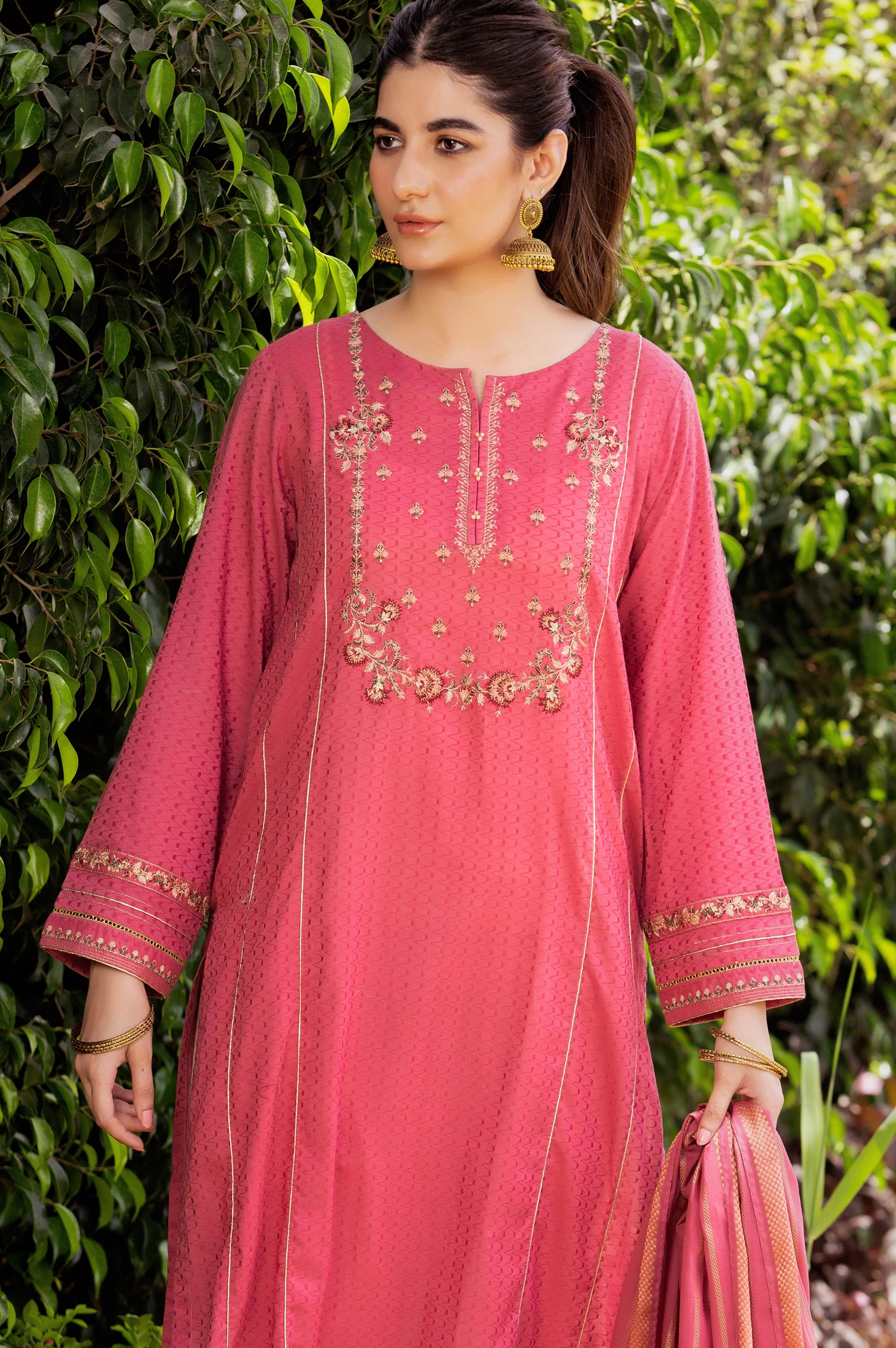 Stitched 2 Piece Embroidered Dobby Suit - Image 2