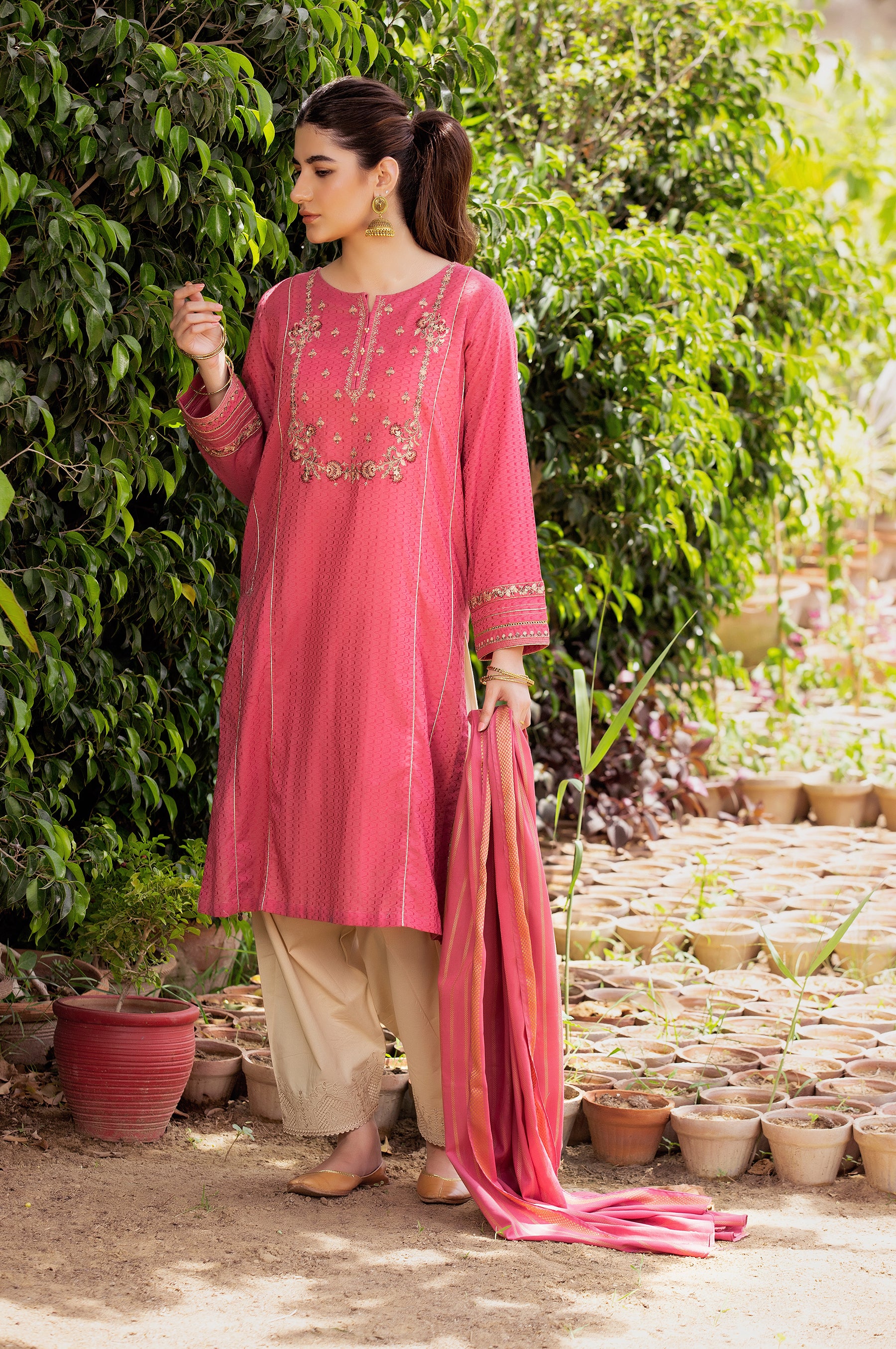 Stitched 2 Piece Embroidered Dobby Suit - Image 3