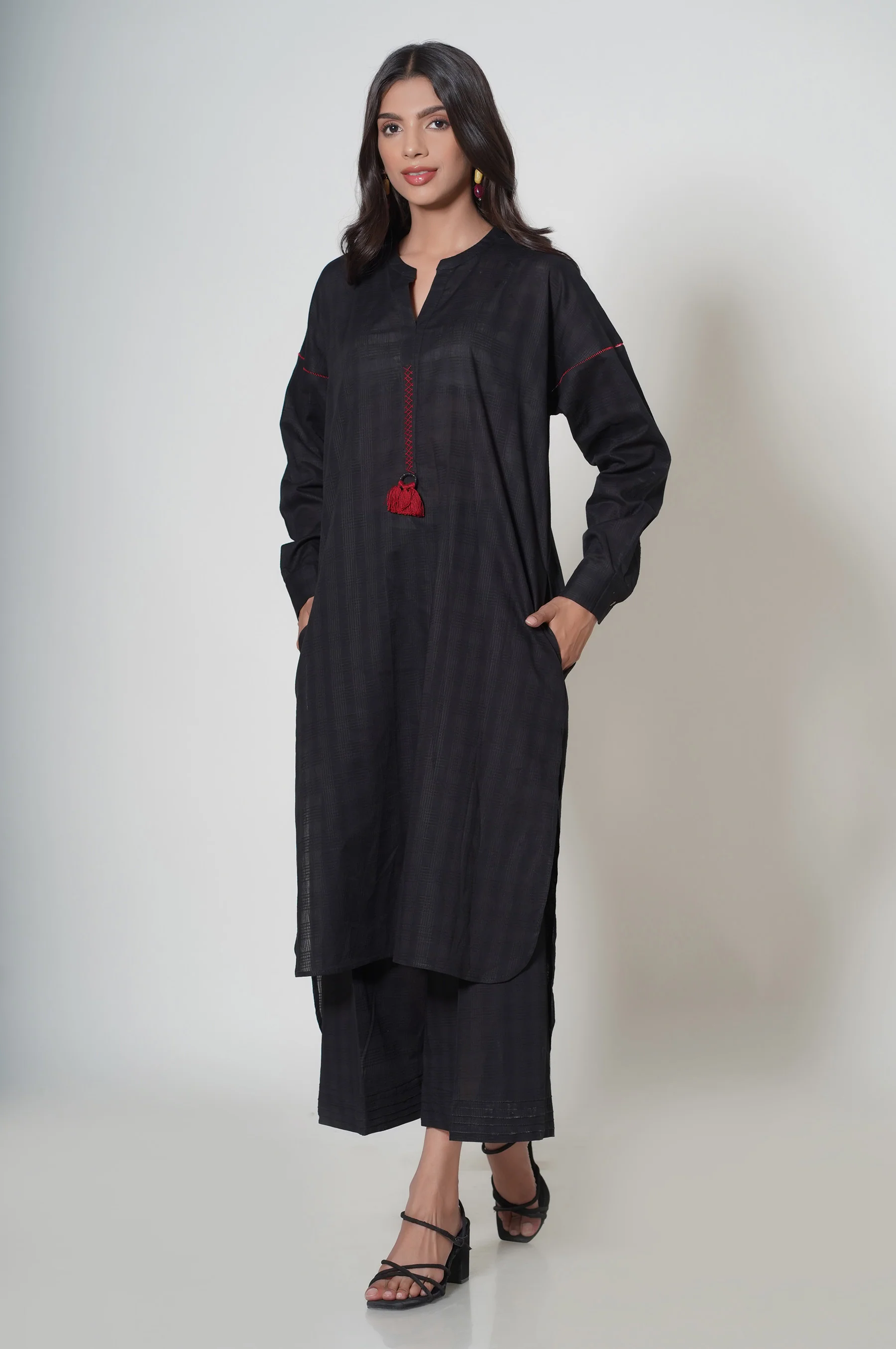Stitched 2 Piece Dyed Cambric Suit - Image 2