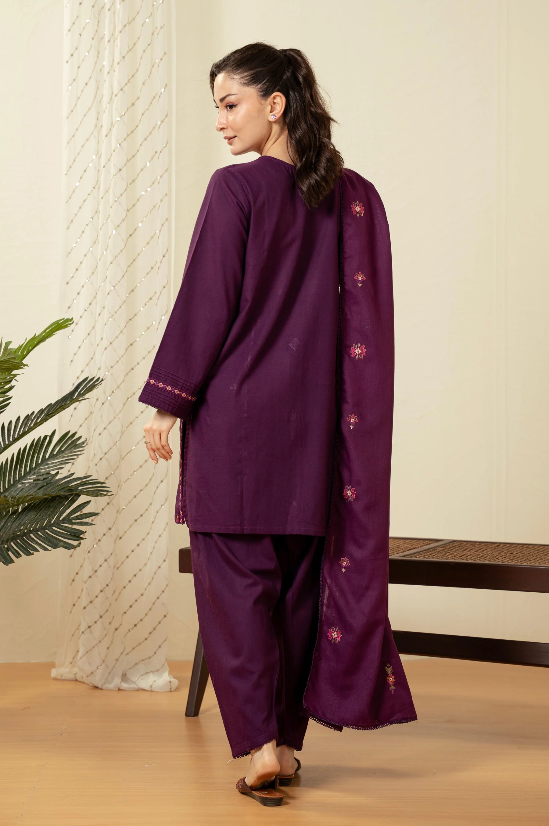 EMBROIDERED COTTON LINEN STITCHED SHIRT BOTTOM - Image 5