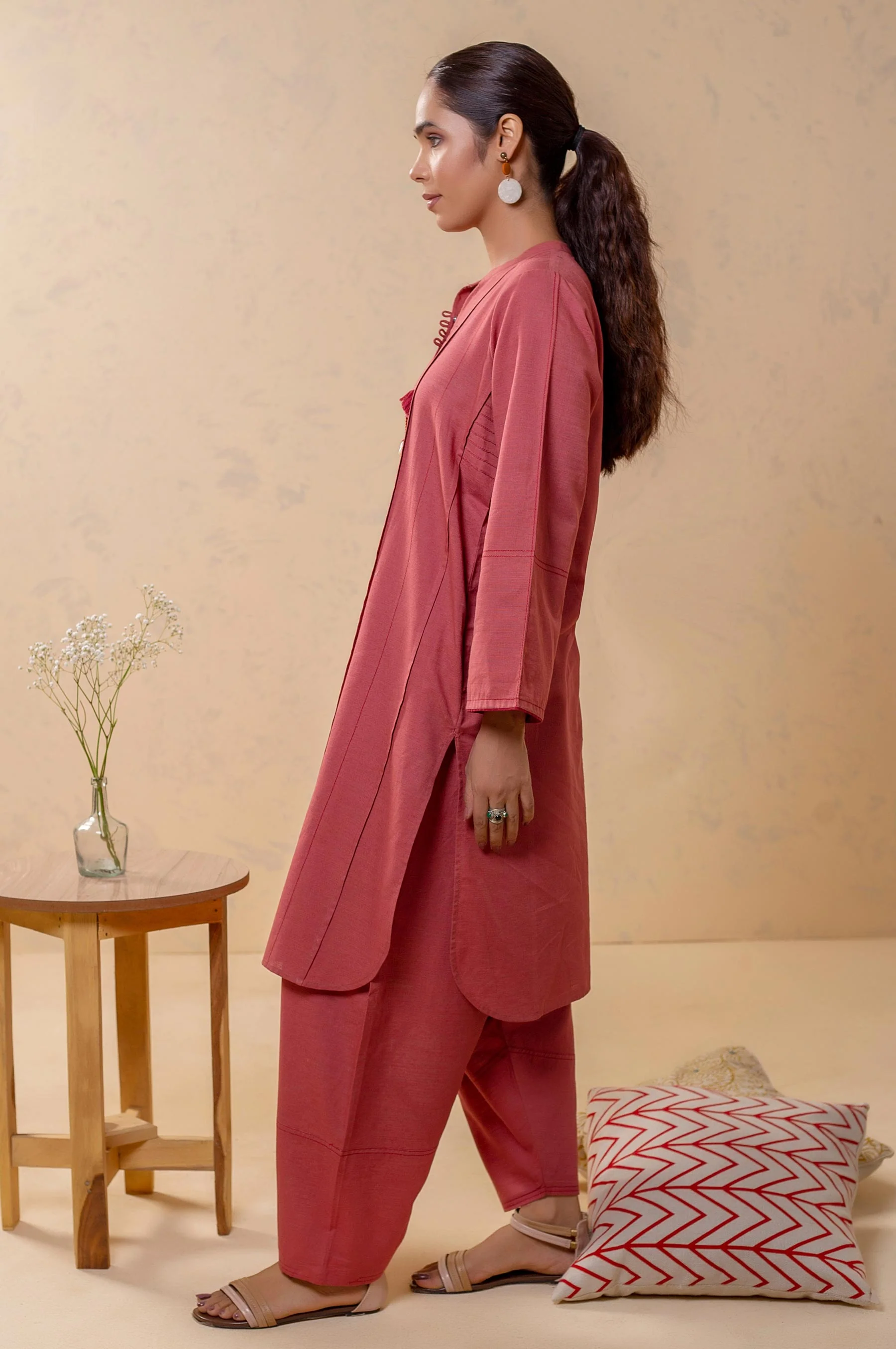Stitched 2 Piece Embellished Khaddar Suit - Image 2
