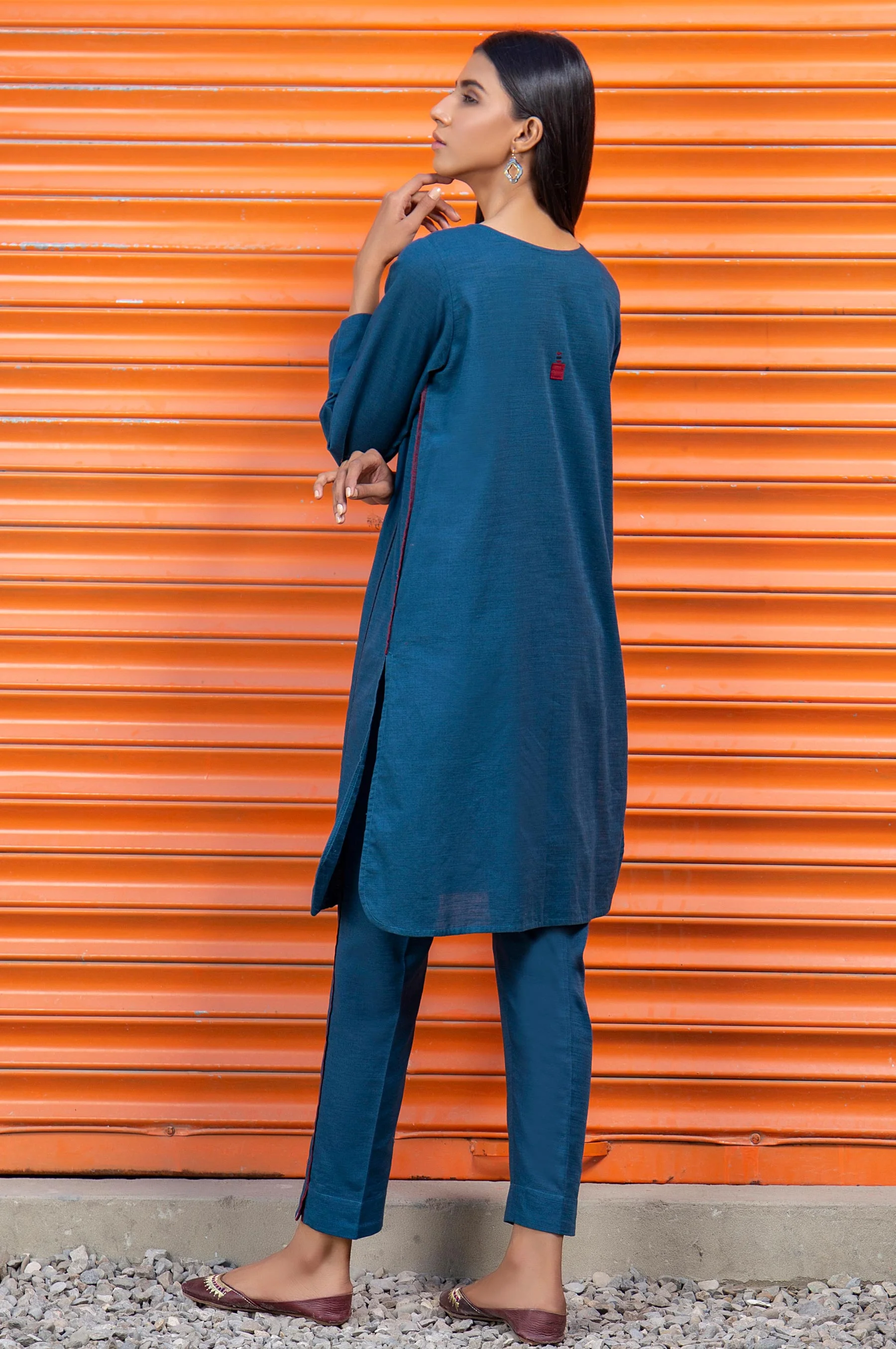Stitched 2 Piece Embellished Khaddar Suit - Image 2