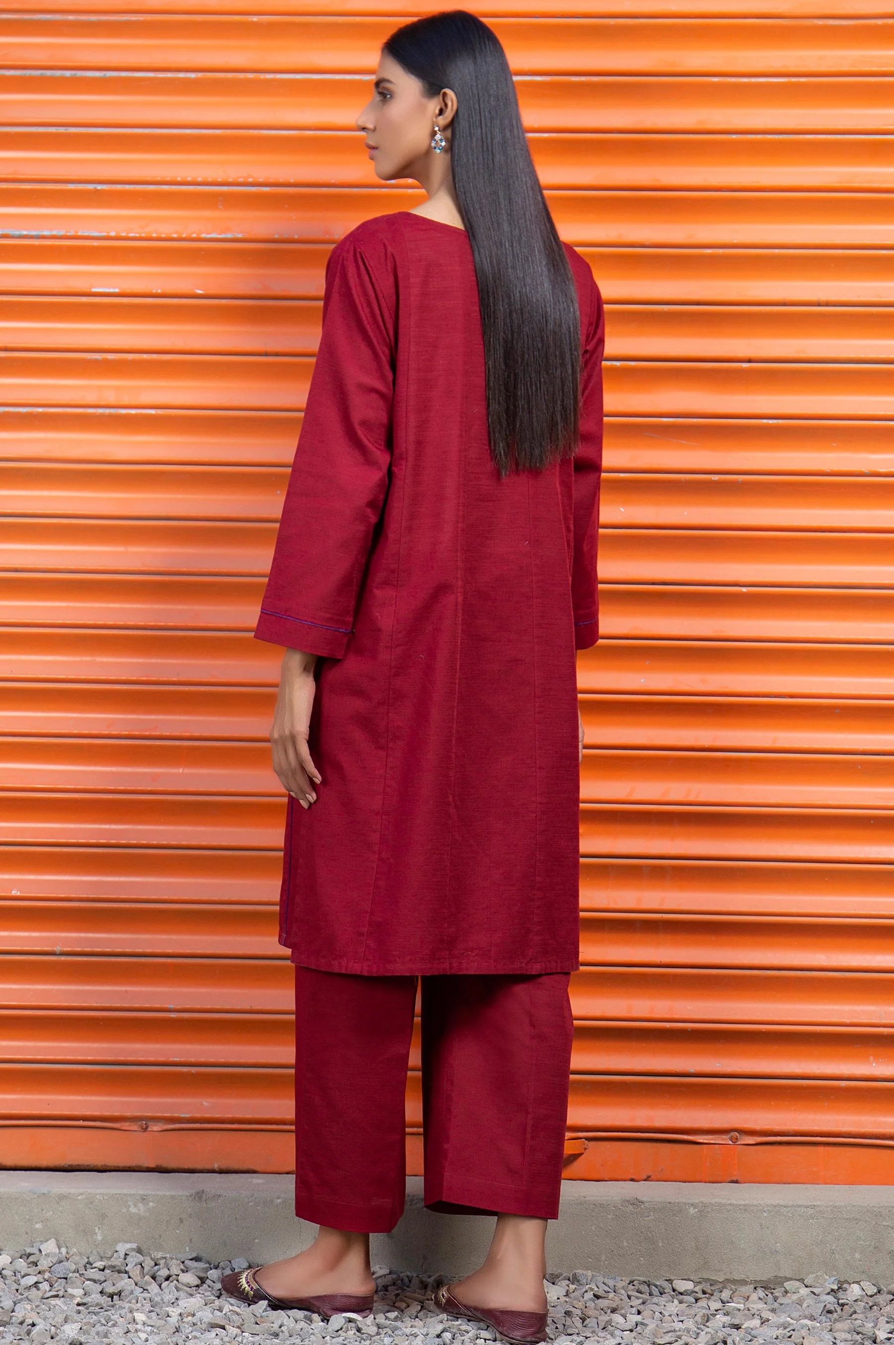 Stitched 2 Piece Embellished Khaddar Suit - Image 2