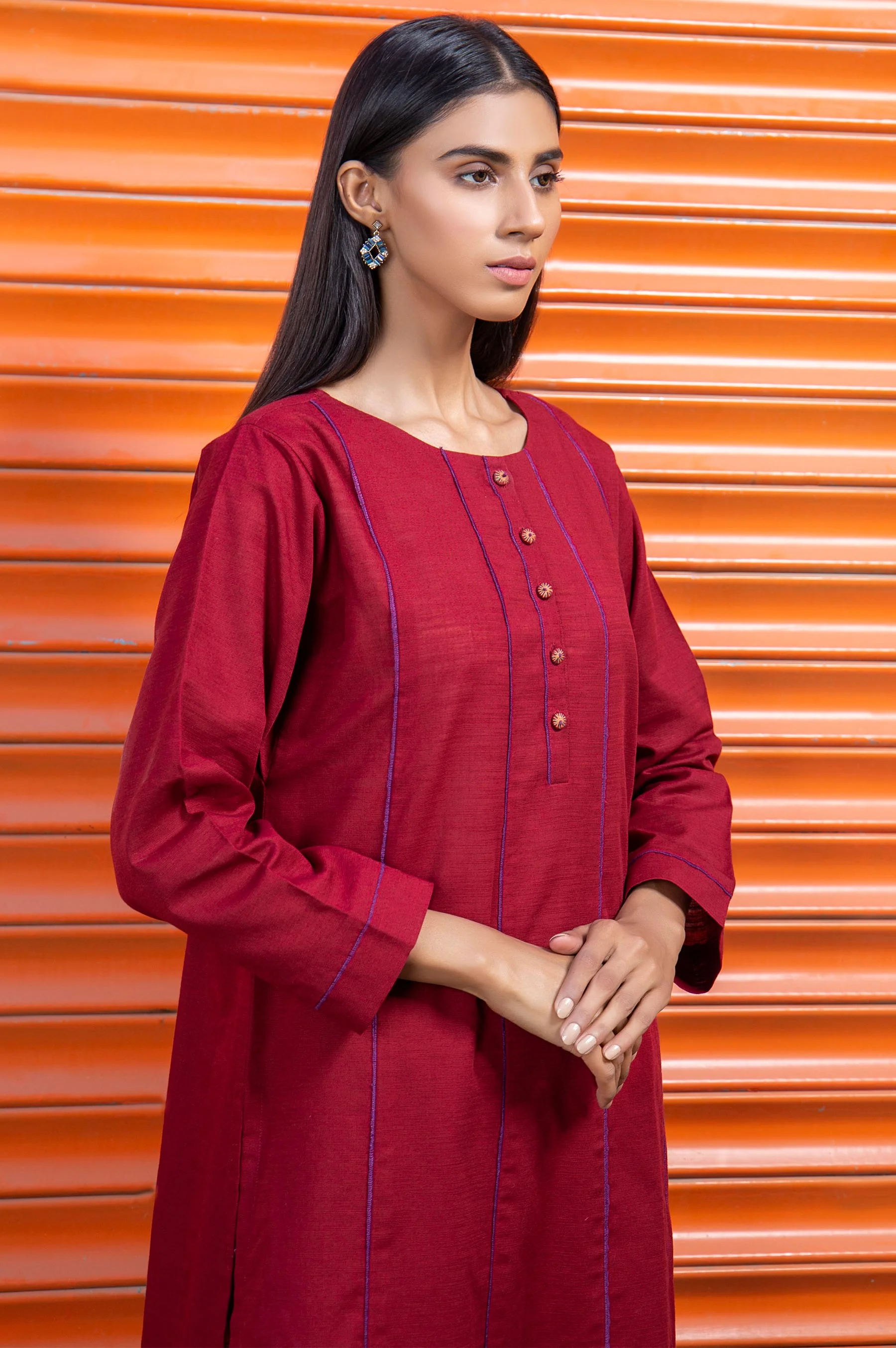Stitched 2 Piece Embellished Khaddar Suit - Image 3