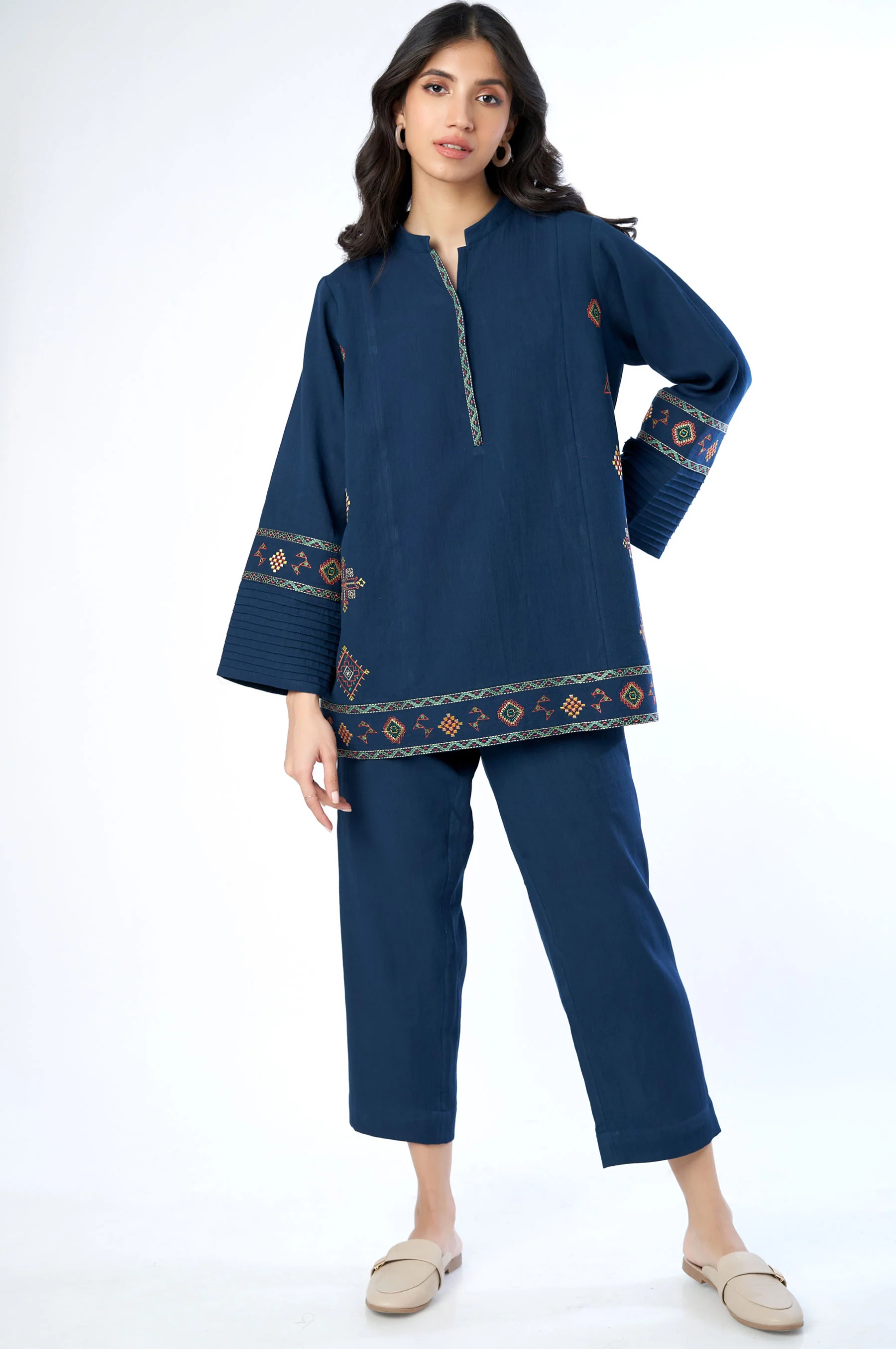 Stitched 2 Piece Embroidered Cottel Co-ord Set - Image 2