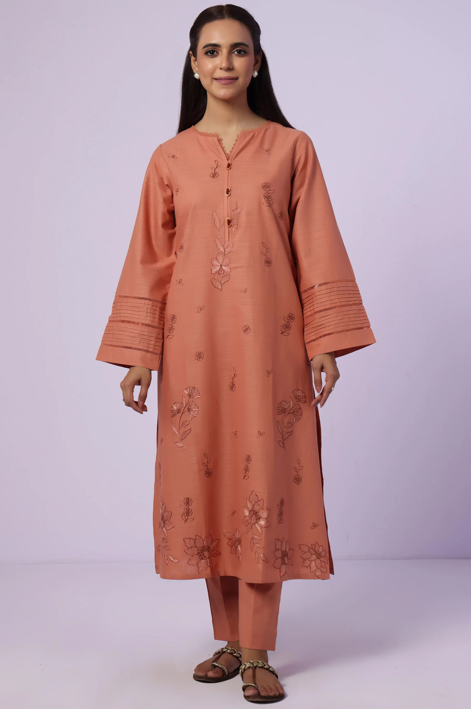 Stitched 2 Piece Embroidered Both Side Slub Suit