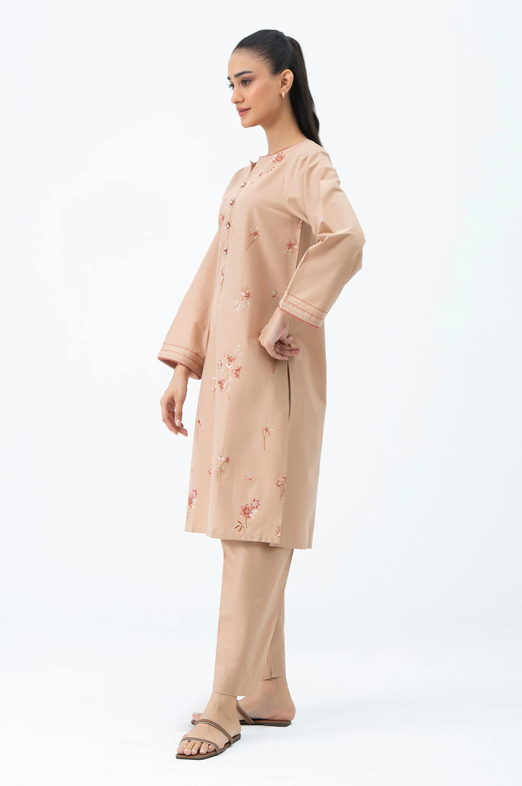 STITCHED EMBROIDERED BOTH SIDE SLUB SHIRT BOTTOM - Image 3