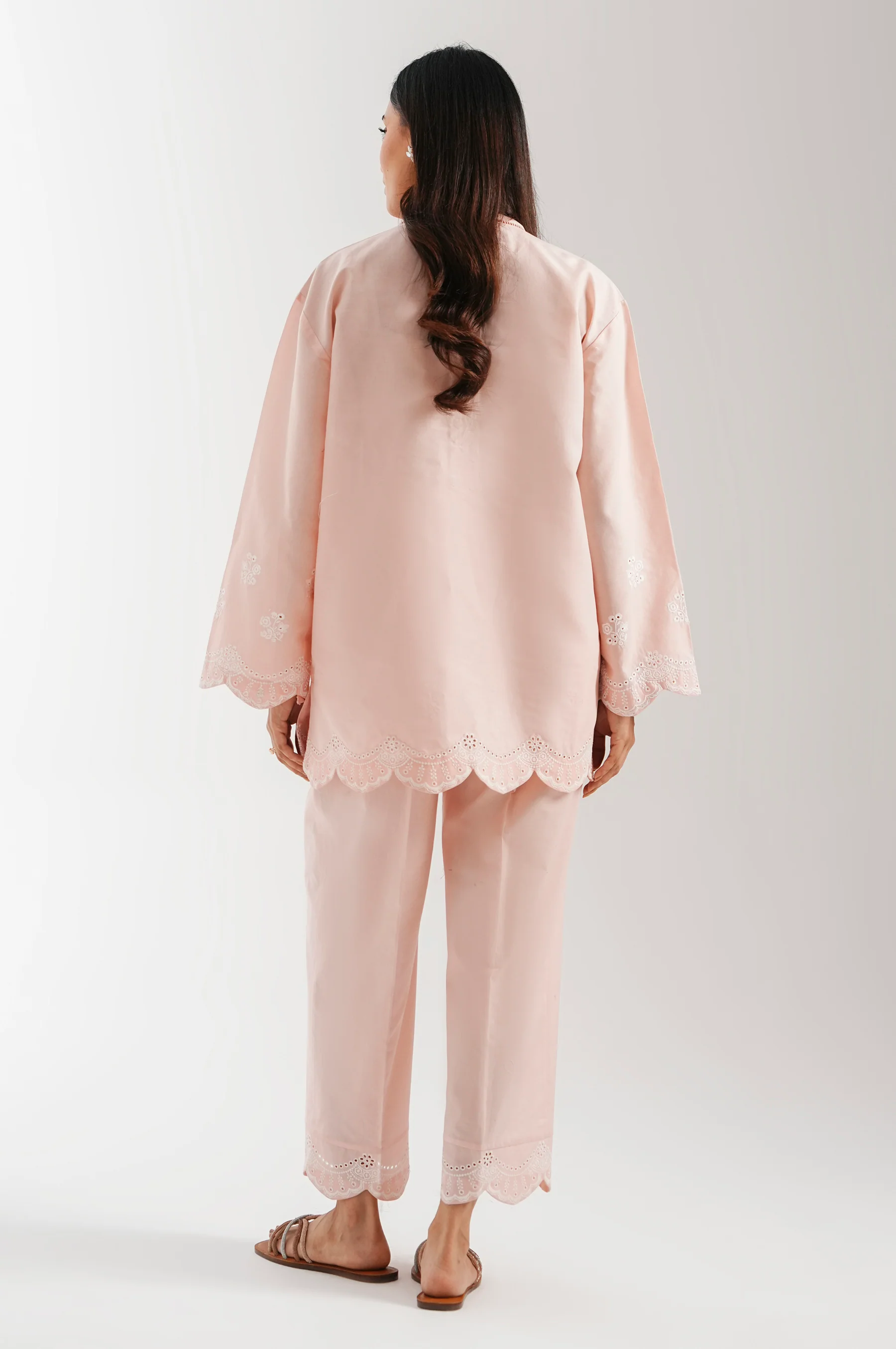 STITCHED CHIKANKARI SHIRT BOTTOM - Image 3