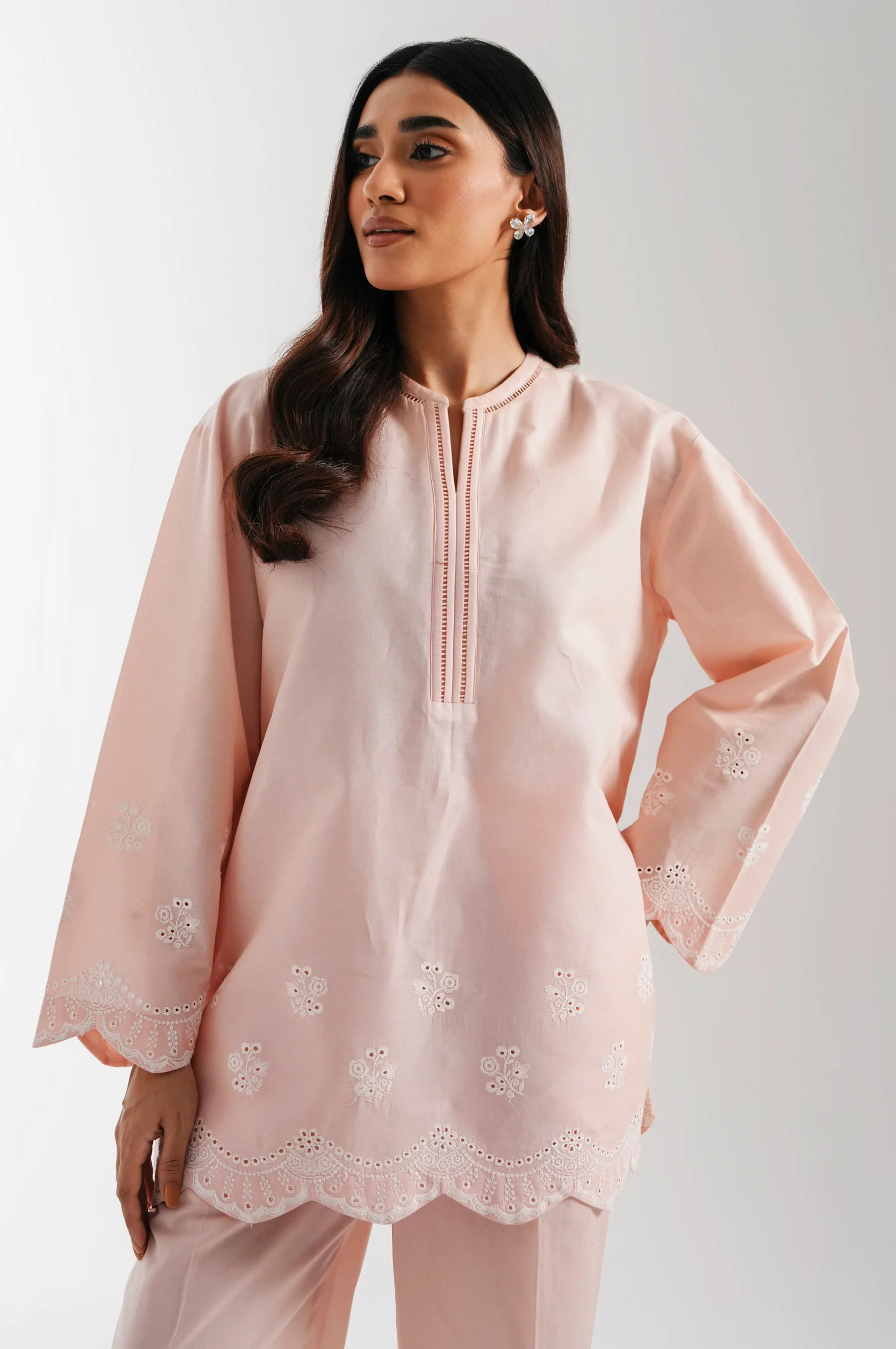 STITCHED CHIKANKARI SHIRT BOTTOM - Image 4