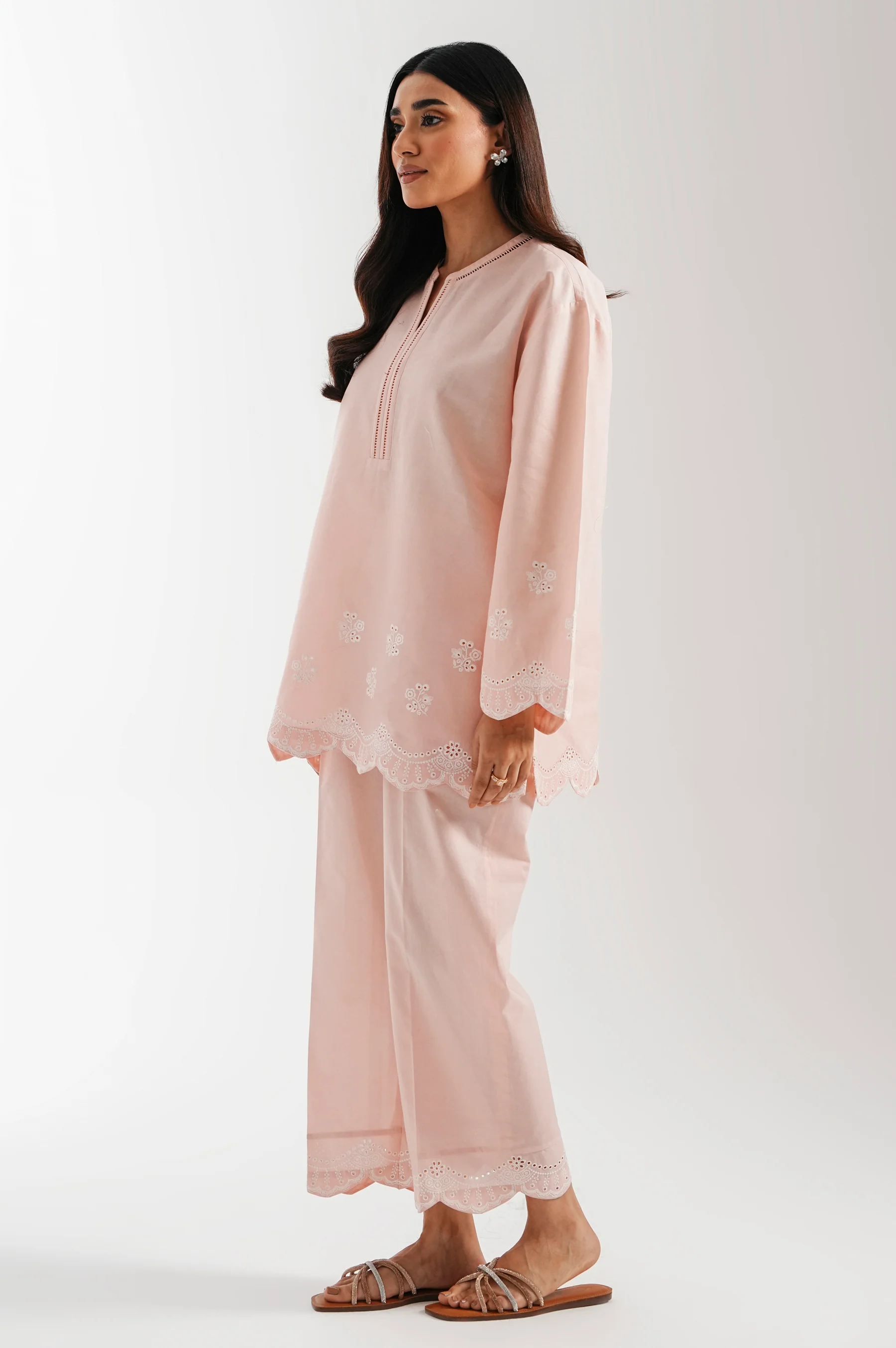 STITCHED CHIKANKARI SHIRT BOTTOM - Image 6