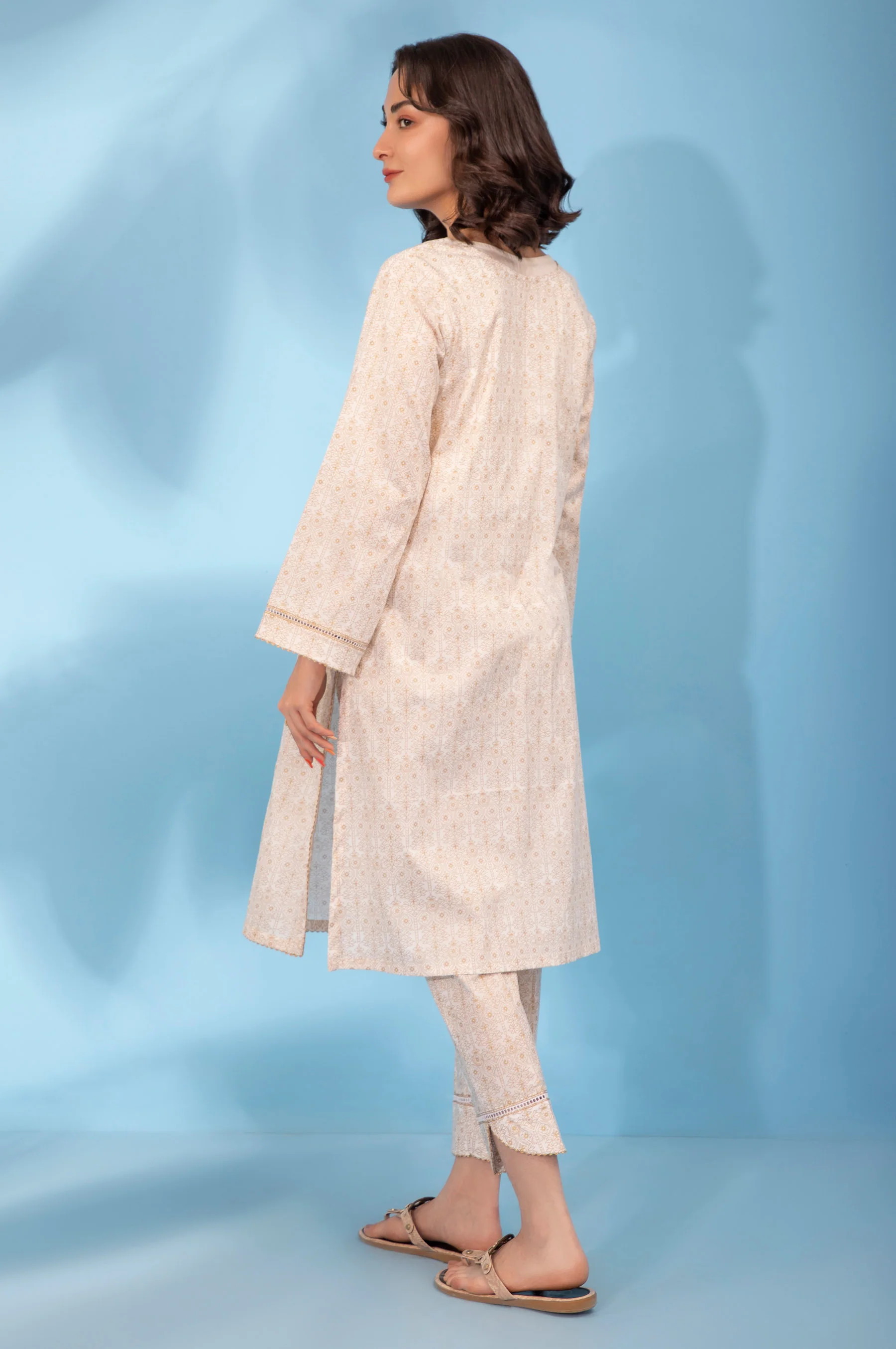 Stitched 2 Piece Gold Printed Stylized Suit - Image 4