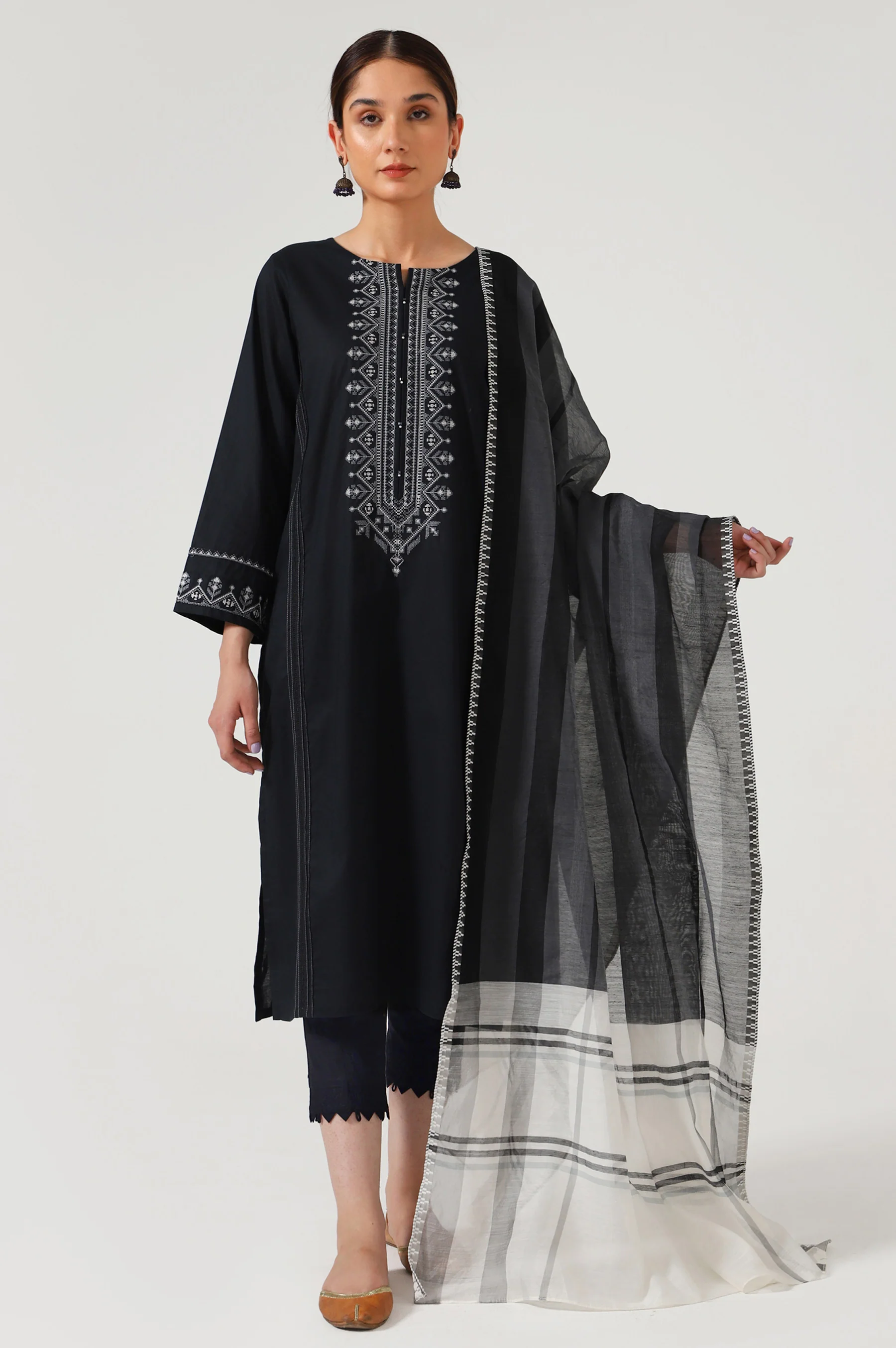 Stitched 2 Piece Embroidered Cambric Suit - Image 3