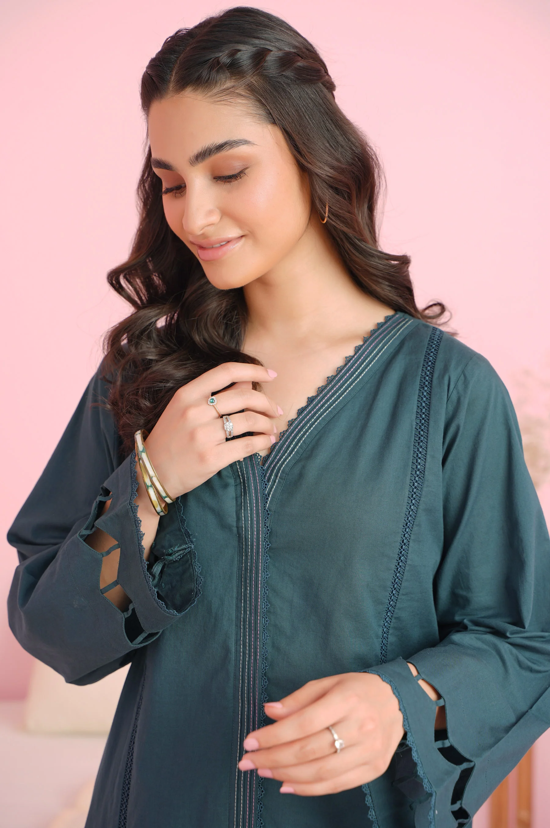 Stitched 2 Piece Cambric Embroidered Shirt With
Digital Printed Pants - Image 5