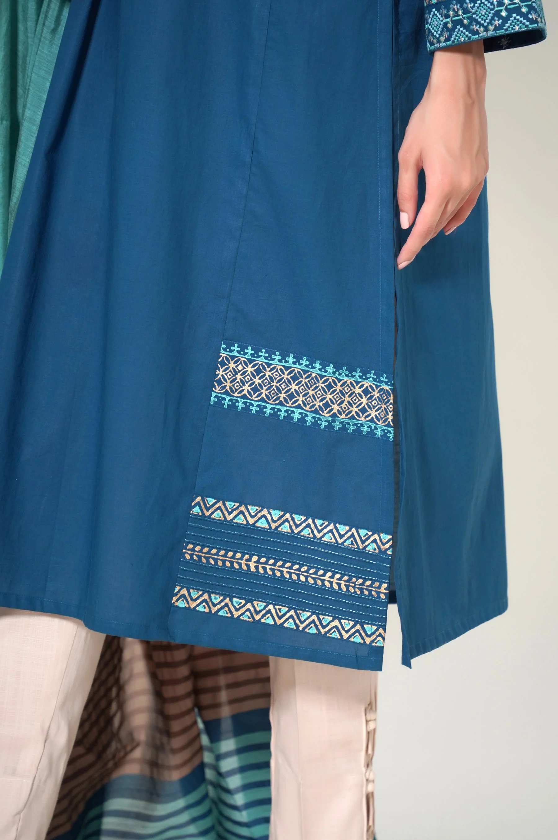 Stitched 3 Piece Cambric Embroidered Suit - Image 6