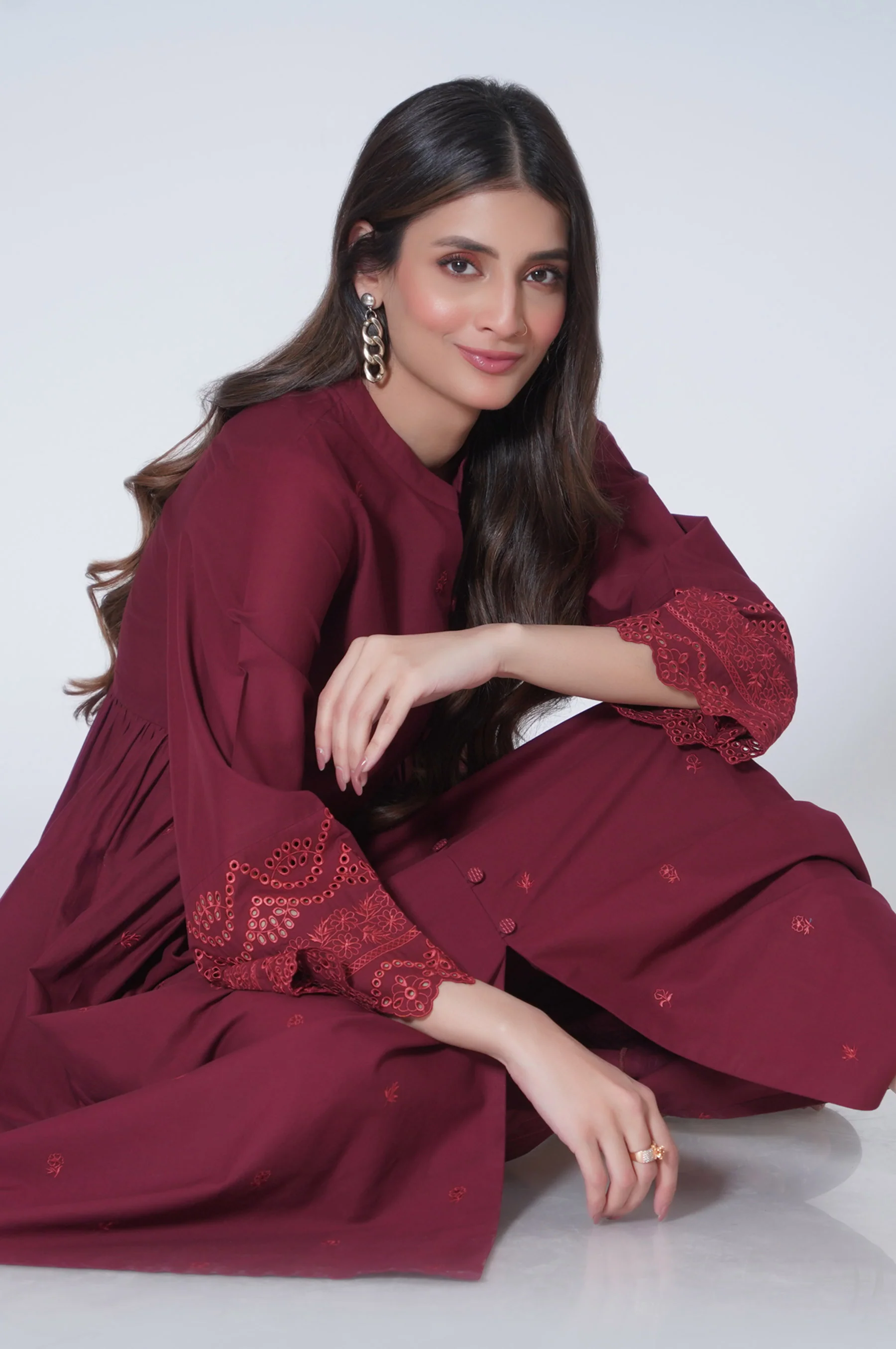 Stitched 2 Piece Embroidered Cambric Suit - Image 3