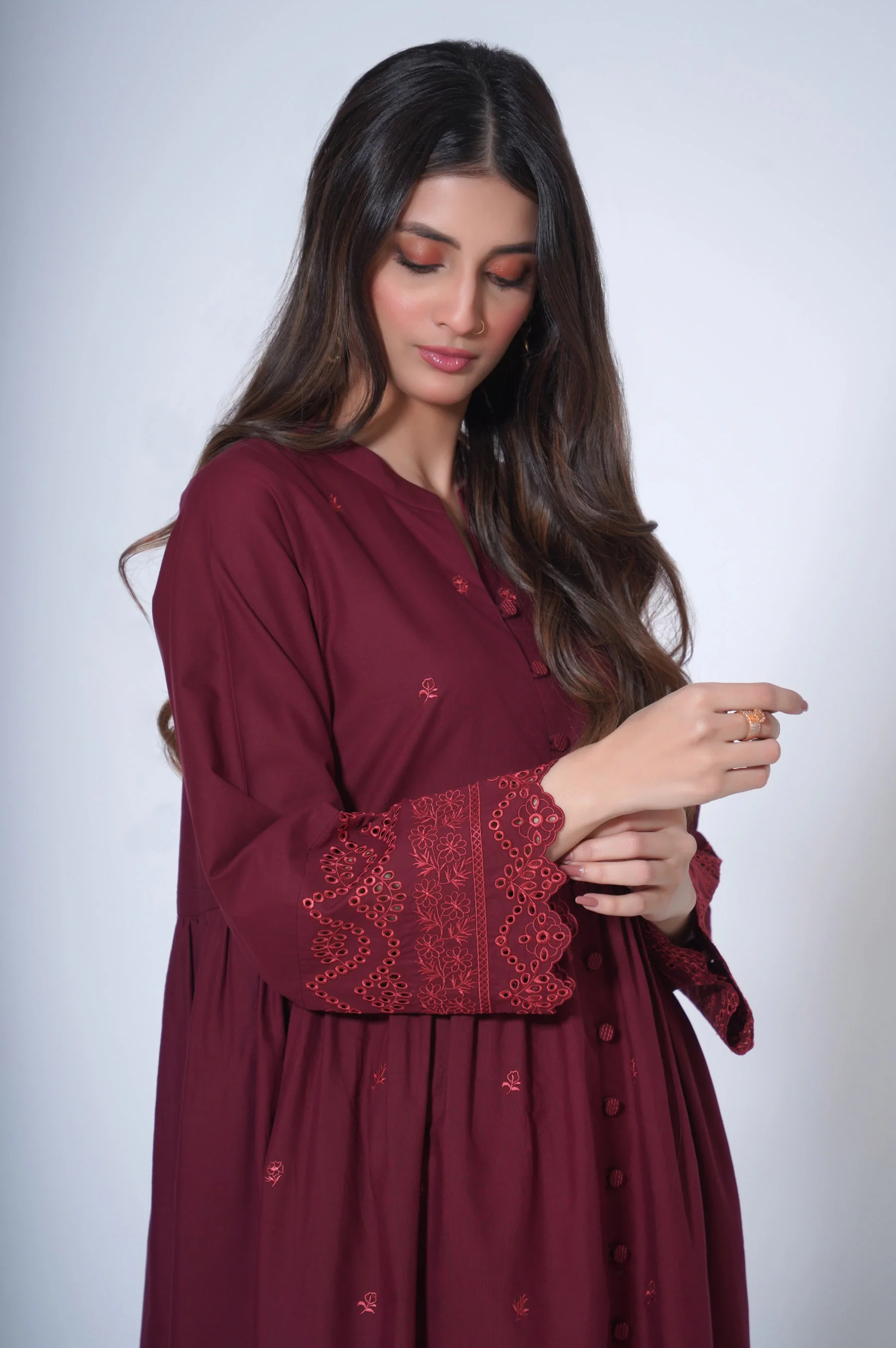 Stitched 2 Piece Embroidered Cambric Suit - Image 4