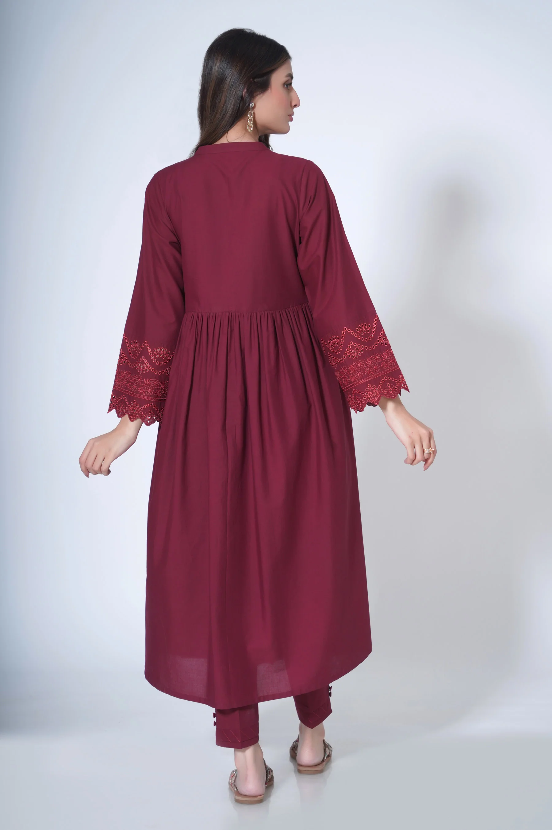 Stitched 2 Piece Embroidered Cambric Suit - Image 5