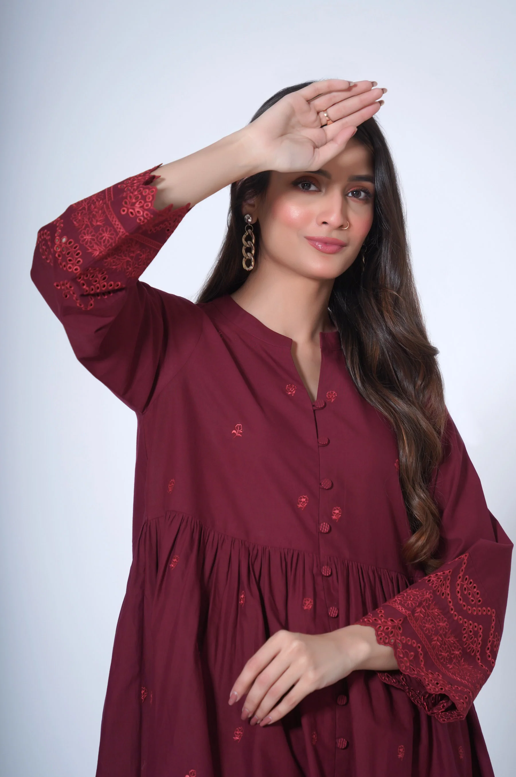 Stitched 2 Piece Embroidered Cambric Suit - Image 6