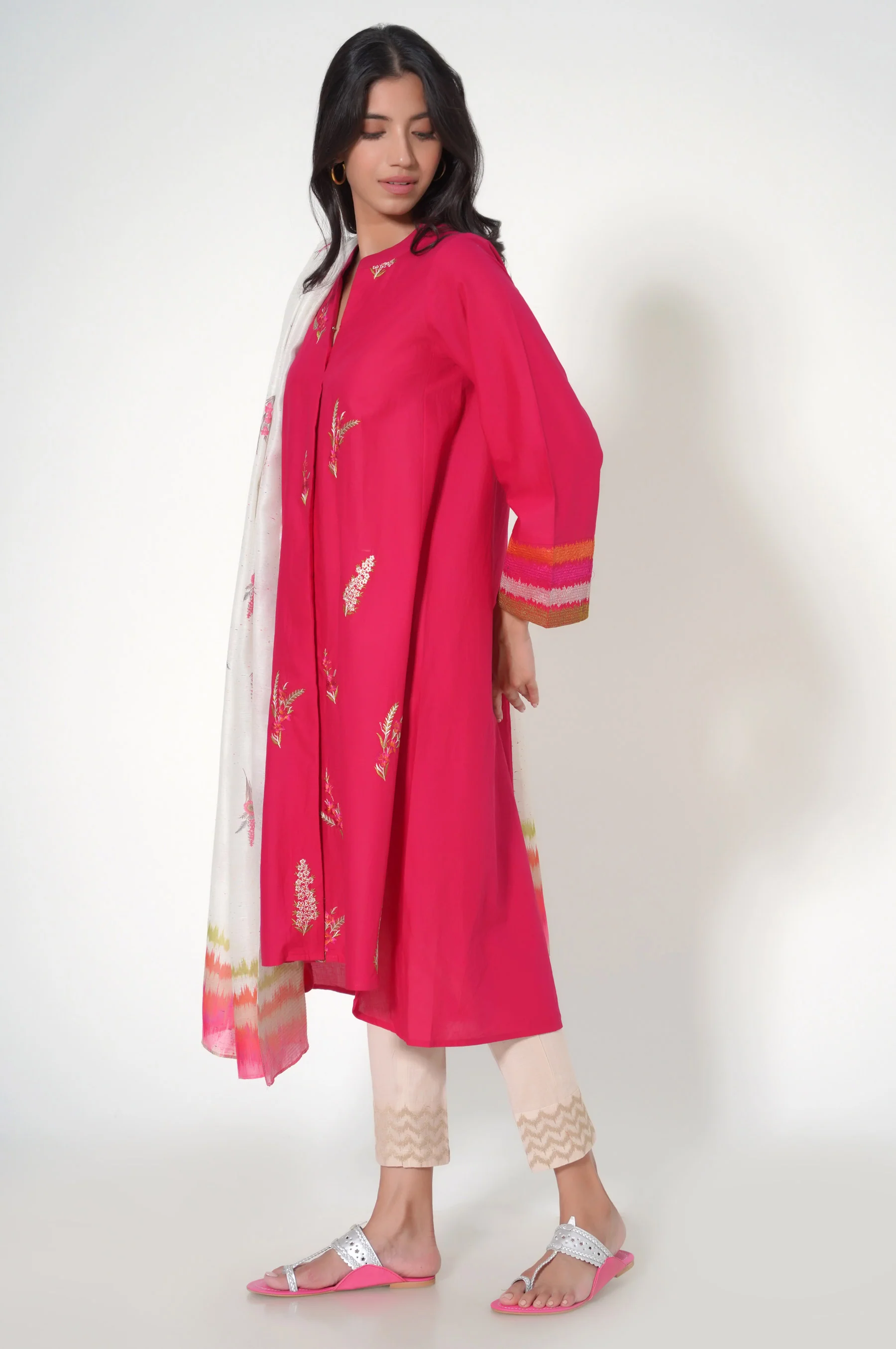 Stitched 2 Piece Cambric Embroidered Suit - Image 4