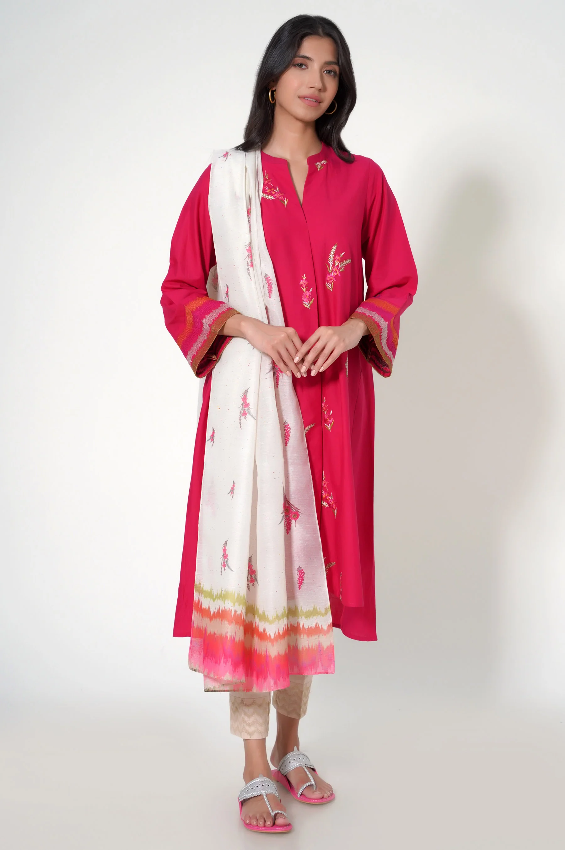 Stitched 2 Piece Cambric Embroidered Suit - Image 6