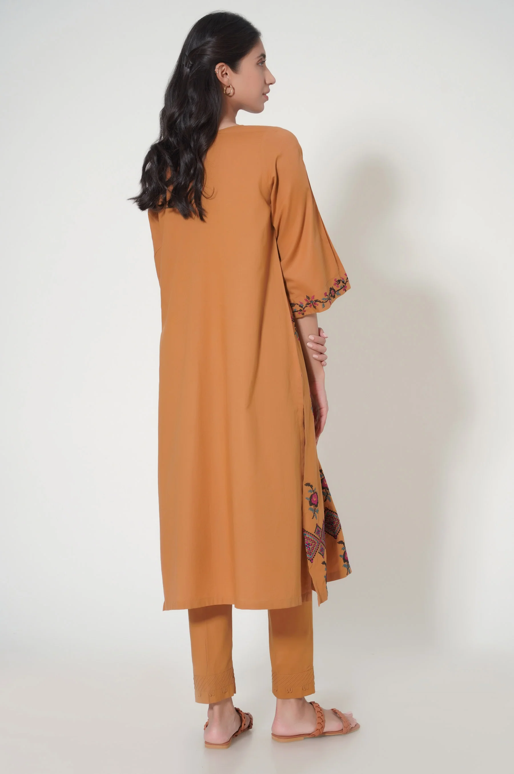 Stitched 2 Piece Cambric Embroidered  Suit - Image 3