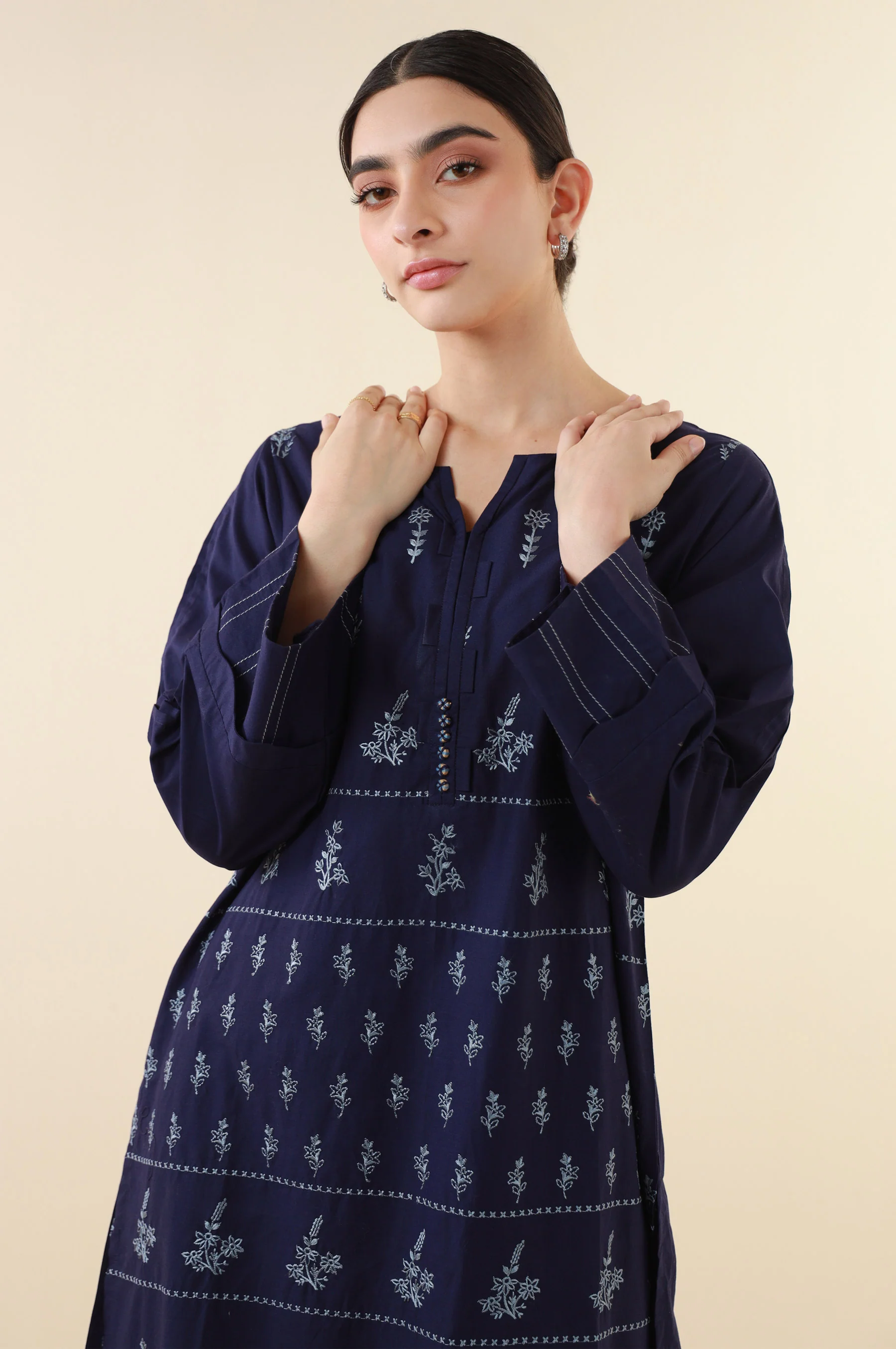 Stitched 2 Piece Embroidered Cambric Suit - Image 3