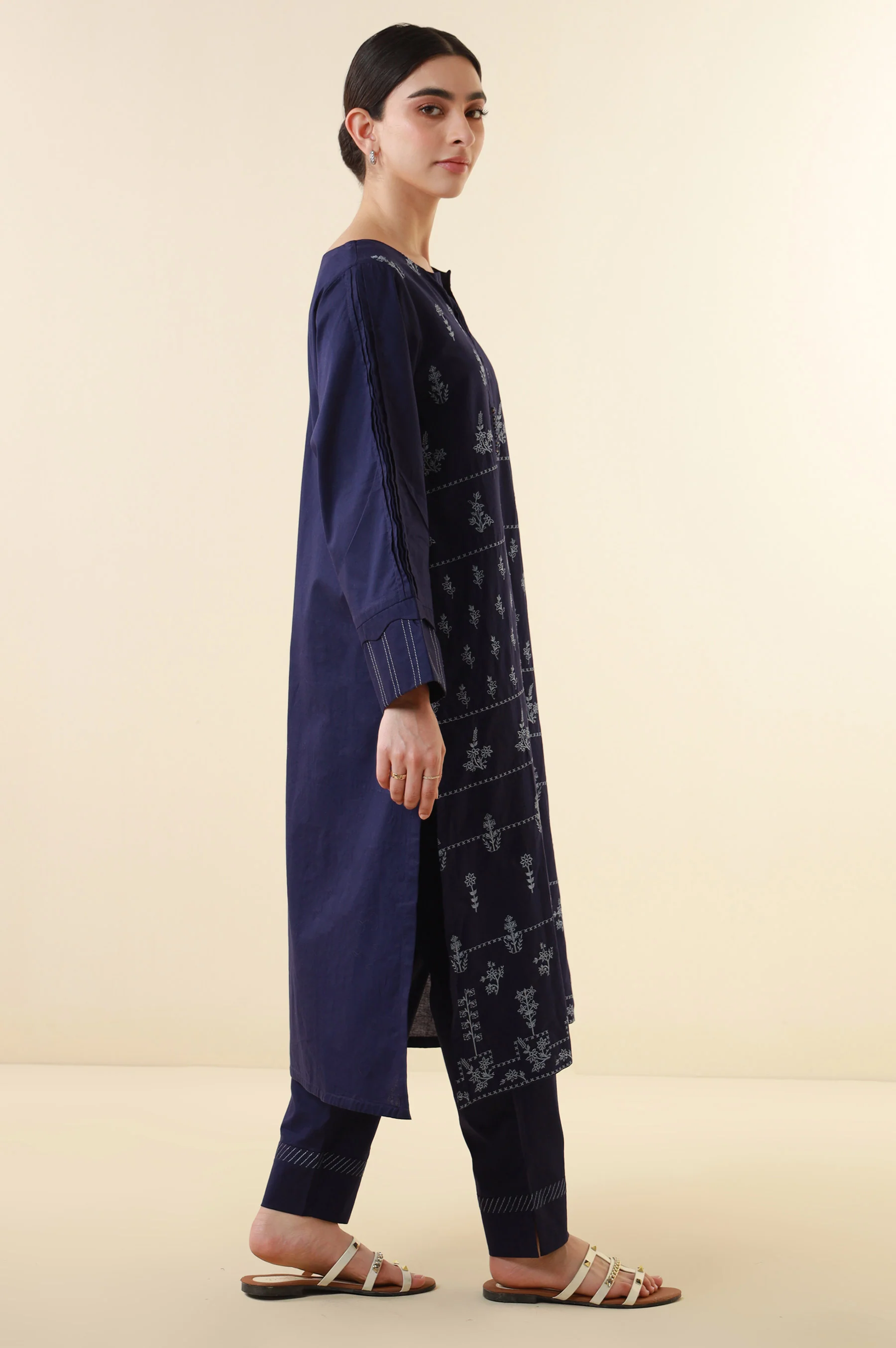 Stitched 2 Piece Embroidered Cambric Suit - Image 4