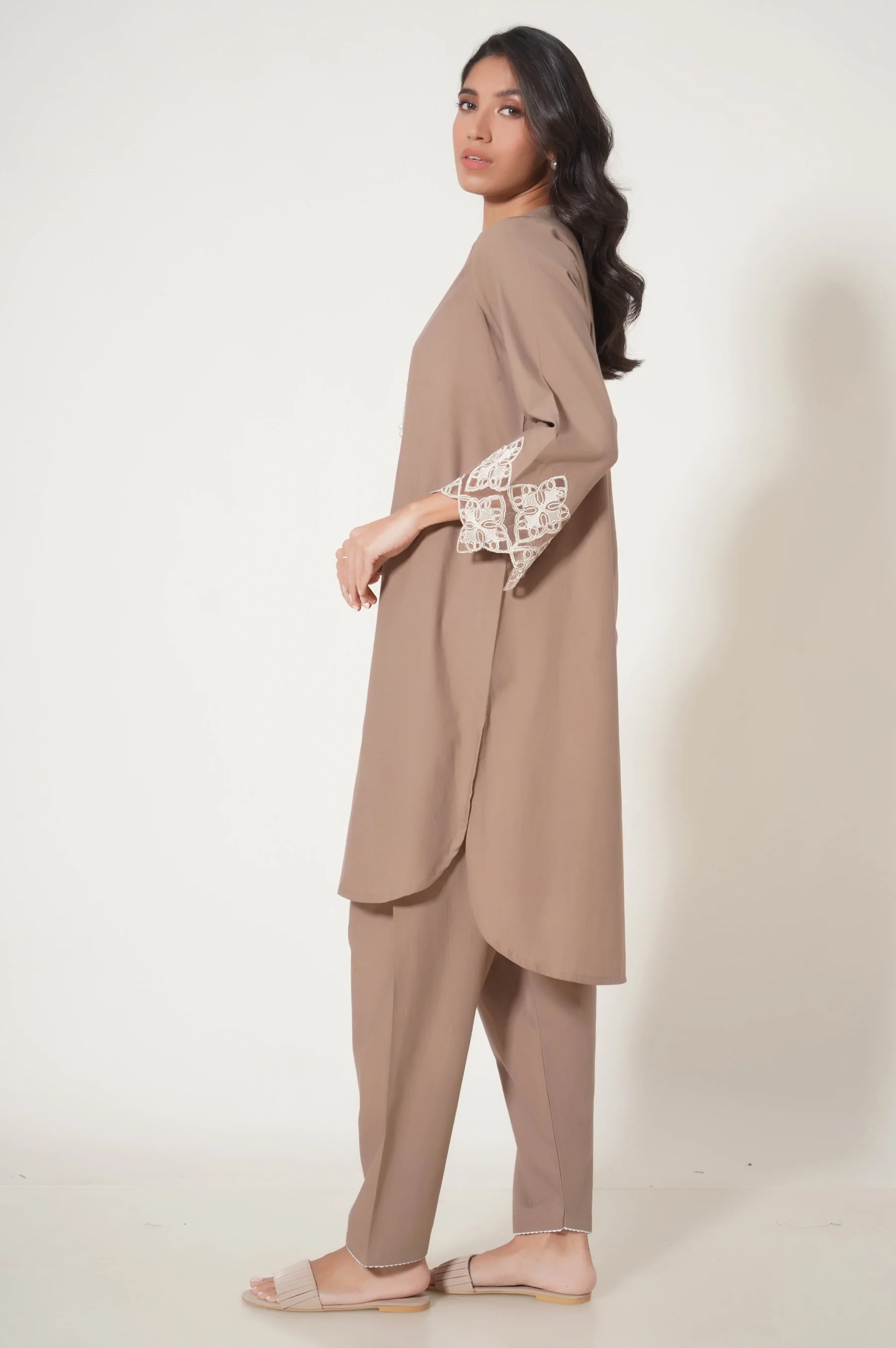 Stitched 2 Piece Embroidered Cambric Suit - Image 2