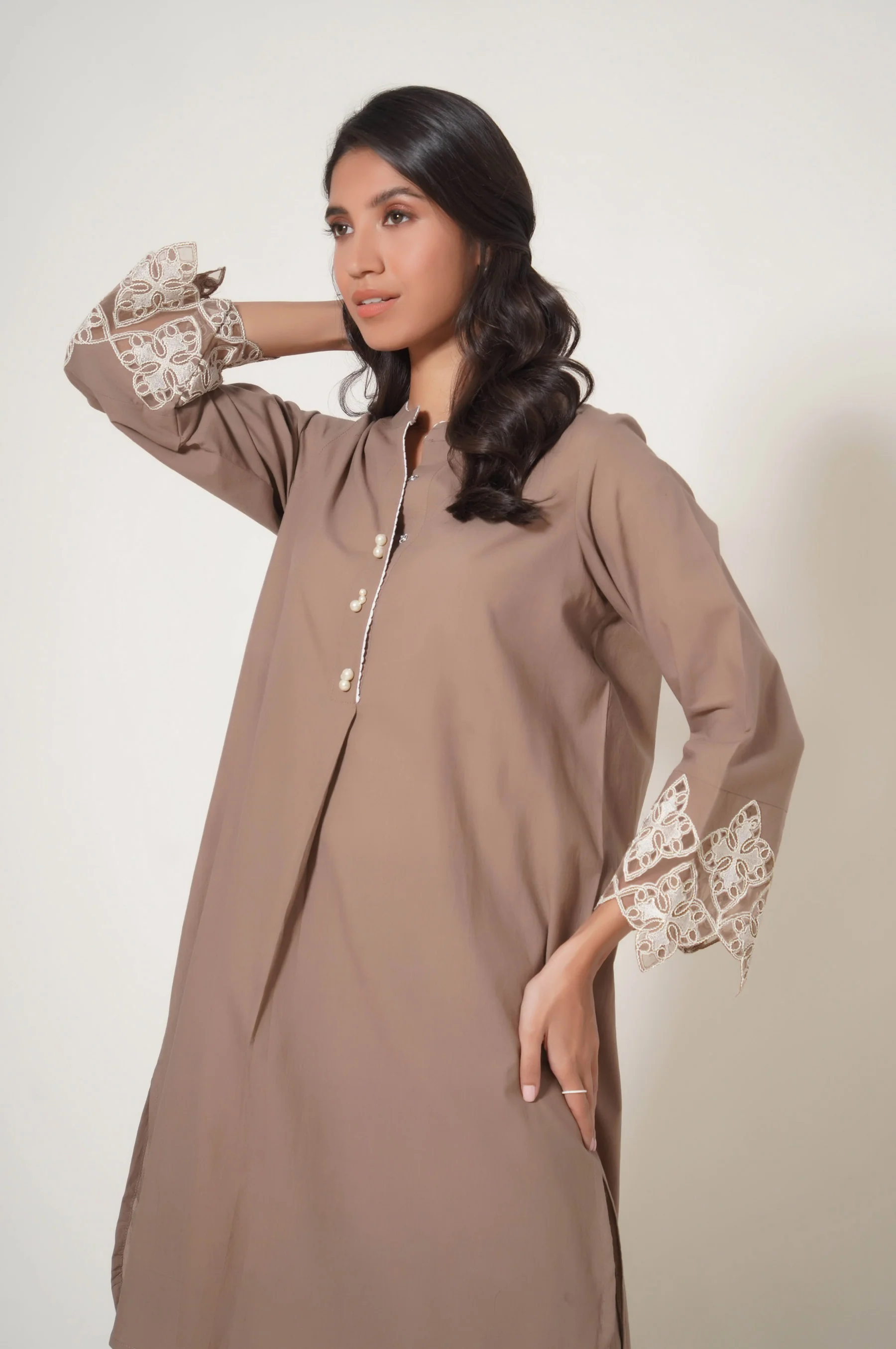 Stitched 2 Piece Embroidered Cambric Suit - Image 5