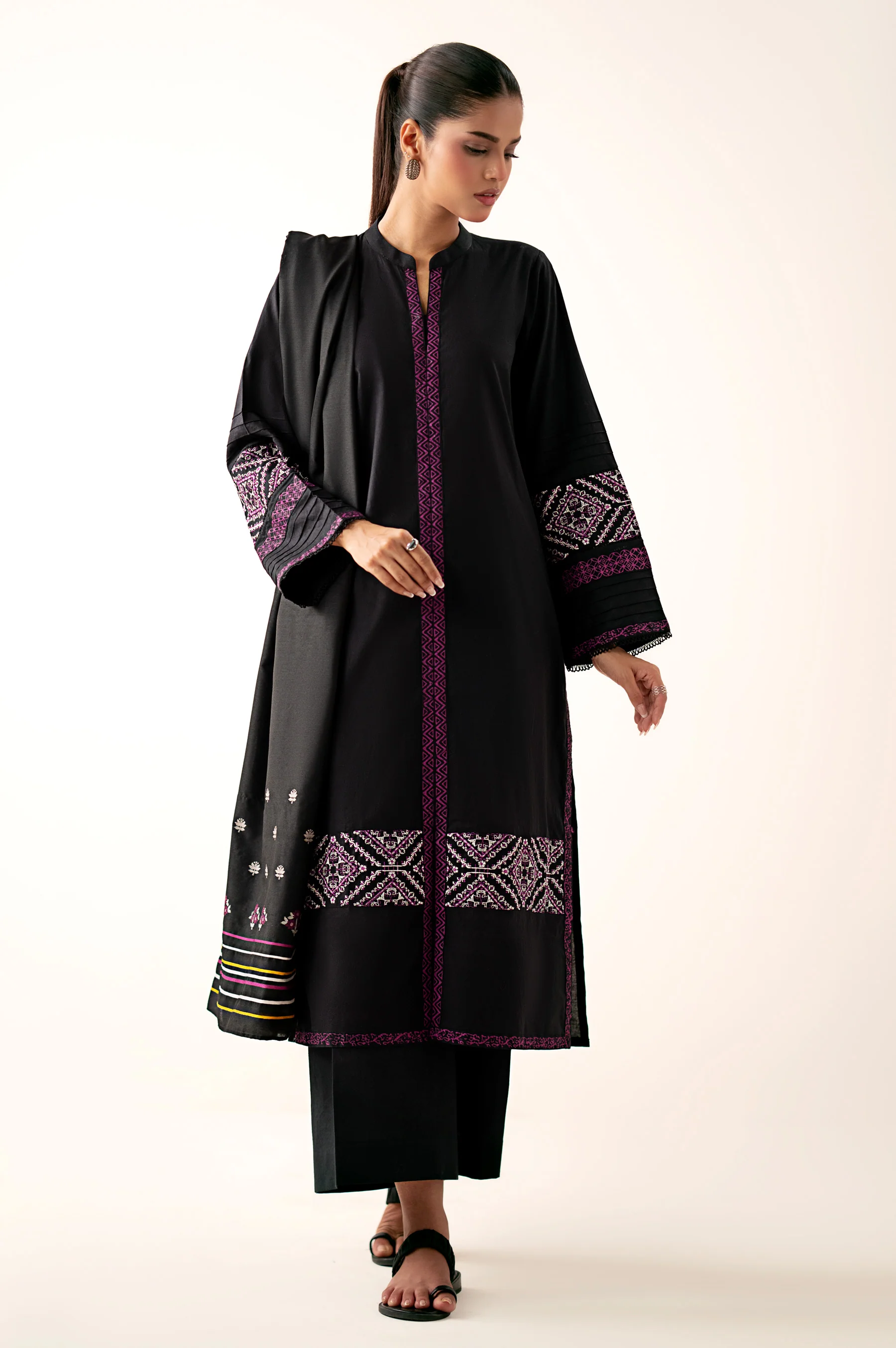 Stitched 2 Piece Embroidered Cambric Suit - Image 3