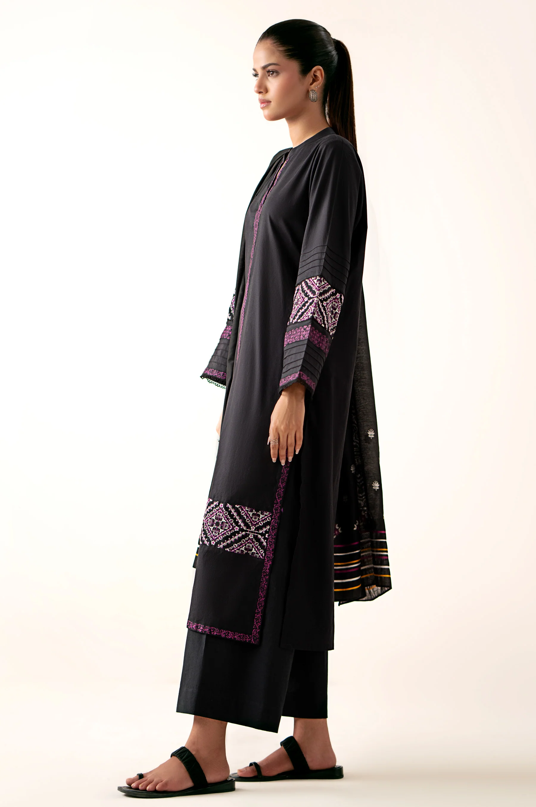 Stitched 2 Piece Embroidered Cambric Suit - Image 4