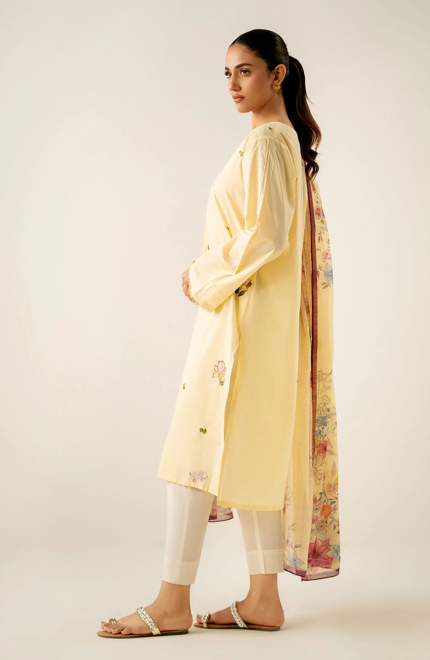 Stitched 2 Piece Embroidered Cambric Suit - Image 2