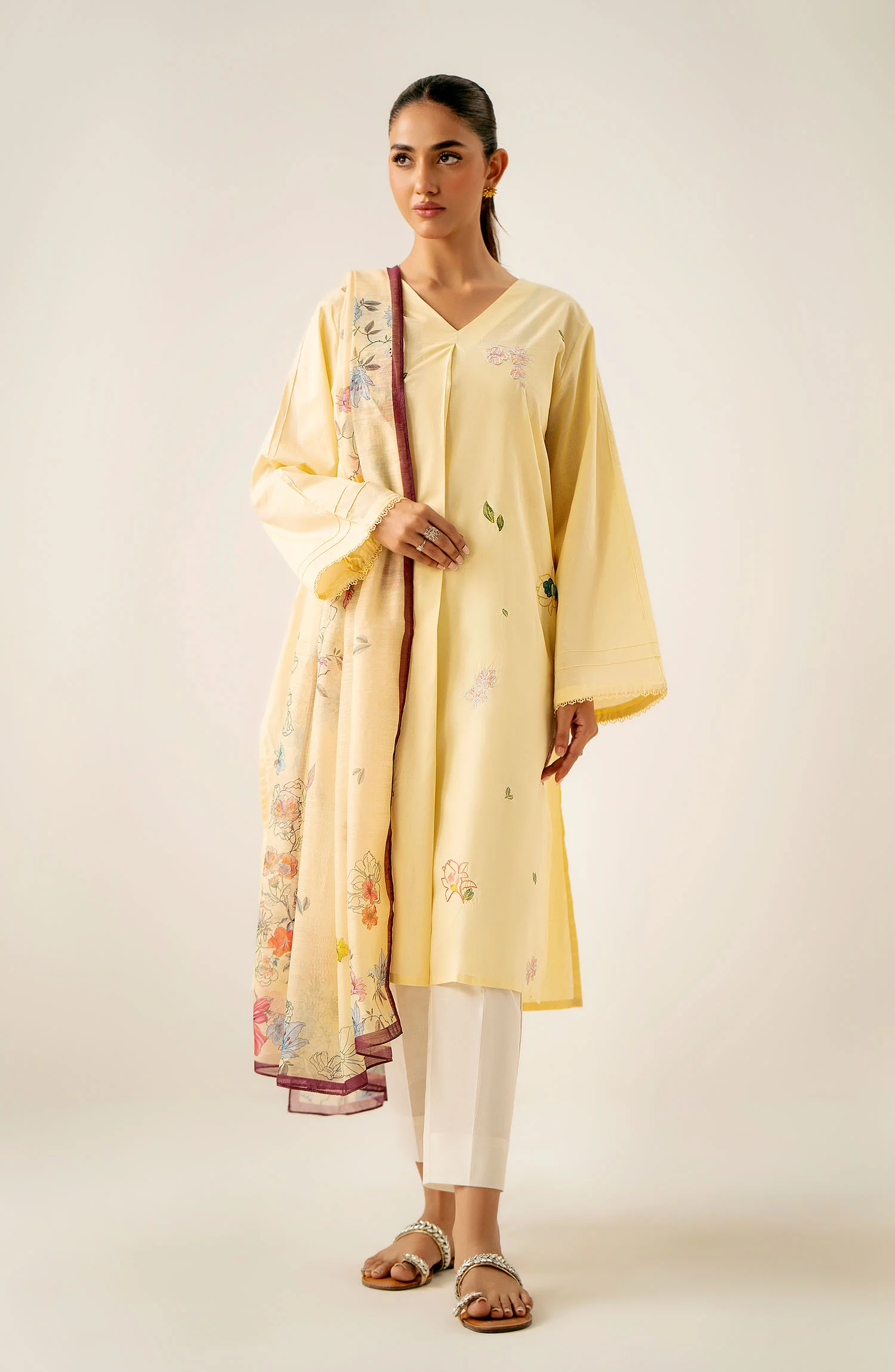 Stitched 2 Piece Embroidered Cambric Suit - Image 3